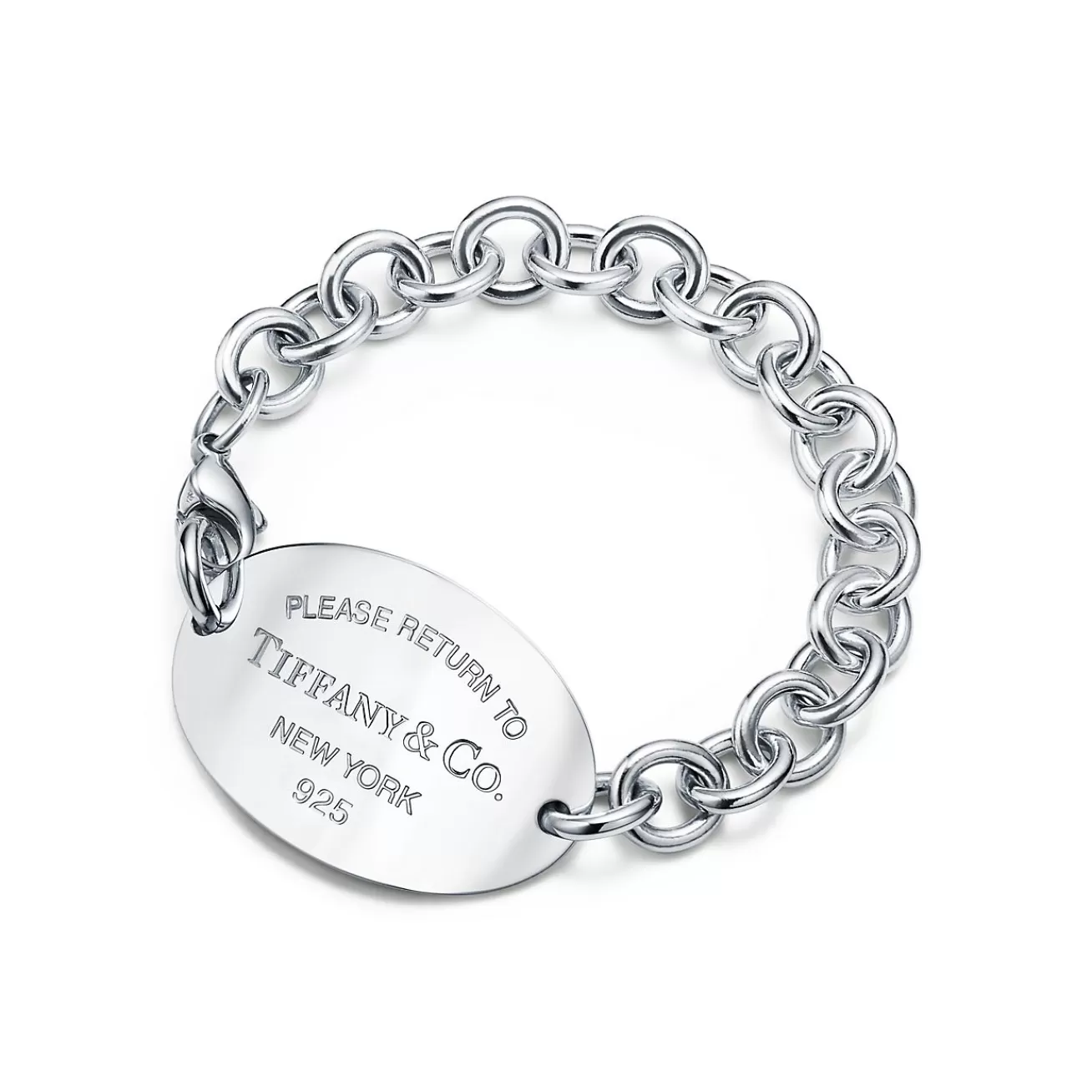 Tiffany & Co. Return to Tiffany® ultra oval tag bracelet in sterling silver, medium. | ^ Bracelets | Bold Silver Jewelry