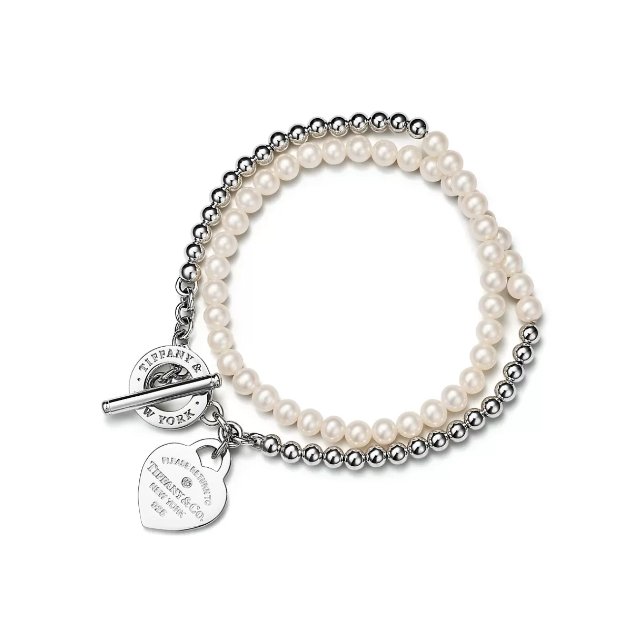 Tiffany & Co. Return to Tiffany® Wrap Bead Bracelet in Silver with Pearls and a Diamond, Small | ^ Bracelets | Gifts for Her