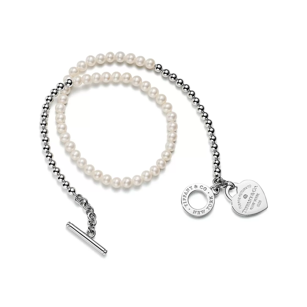 Tiffany & Co. Return to Tiffany® Wrap Bead Bracelet in Silver with Pearls and a Diamond, Small | ^ Bracelets | Gifts for Her