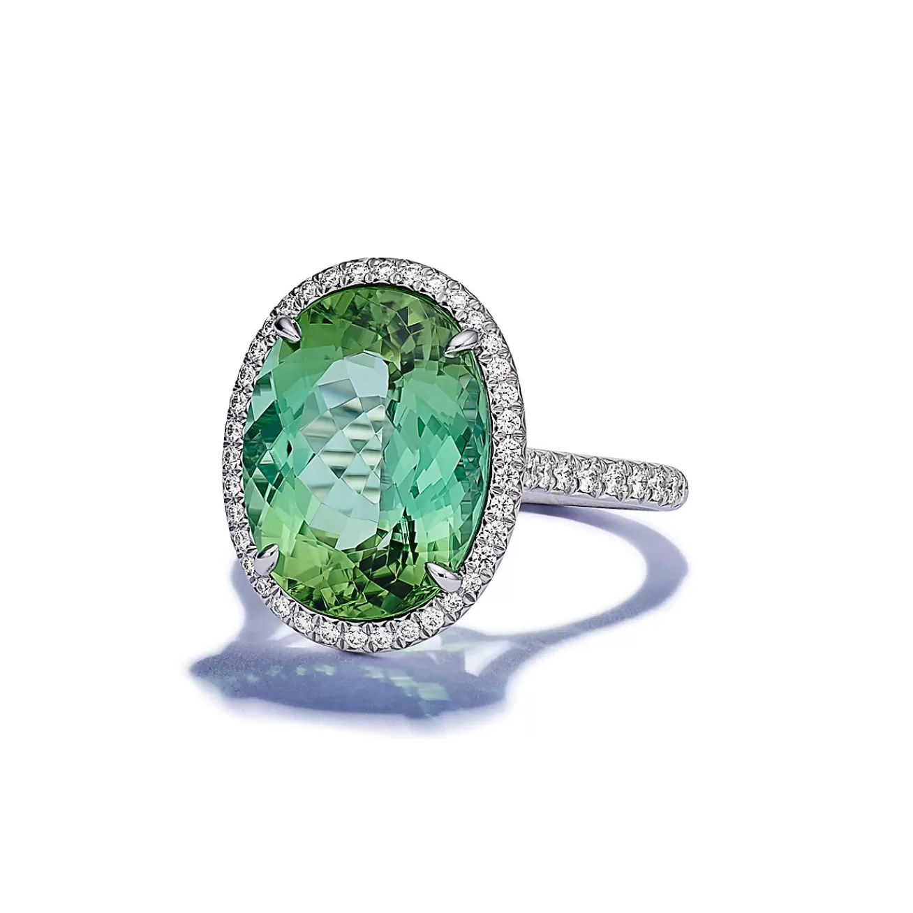 Tiffany & Co. Ring in Platinum with a Green Tourmaline and Diamonds | ^ Rings | Diamond Jewelry