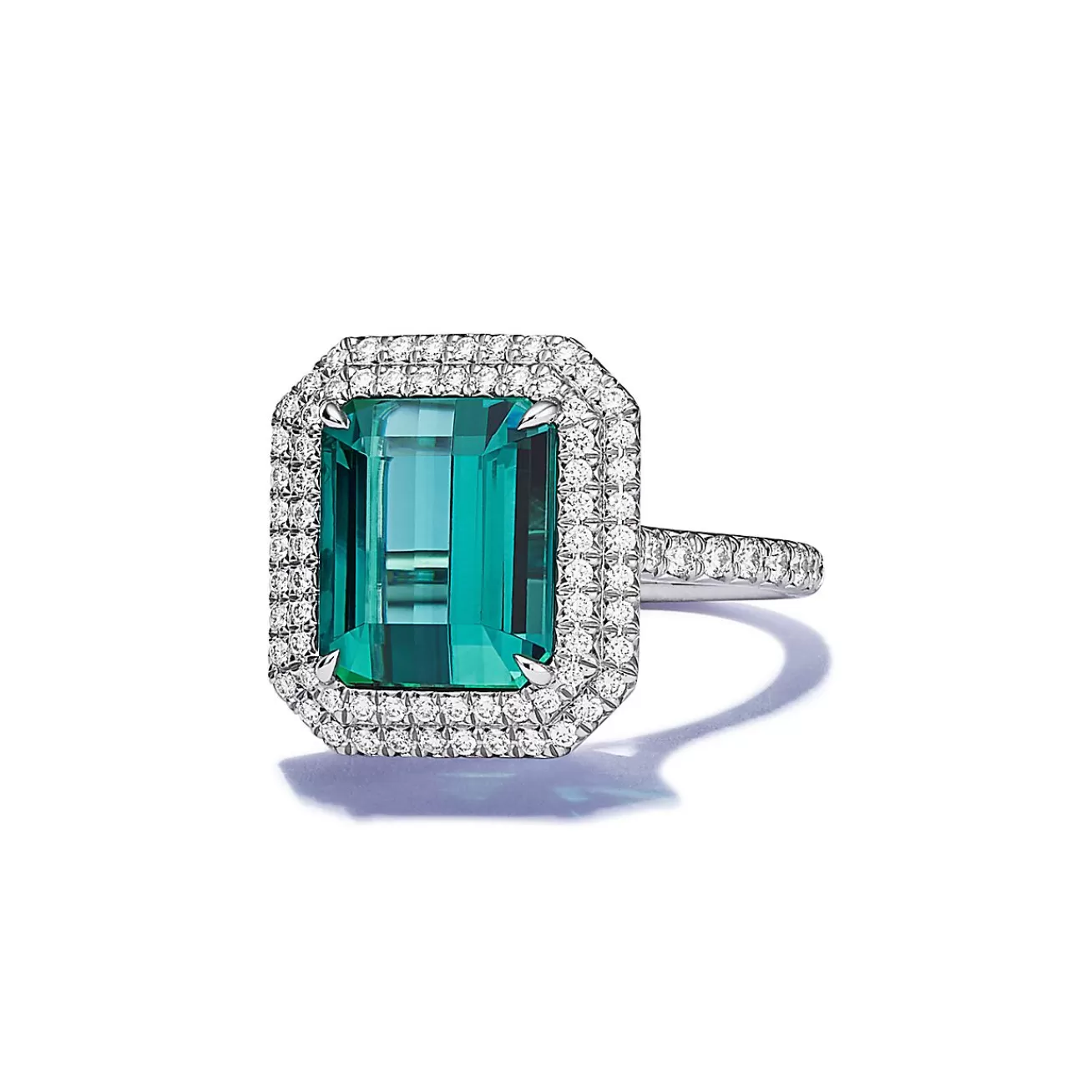 Tiffany & Co. Ring in Platinum with a Green Tourmaline and Diamonds | ^ Rings | Diamond Jewelry