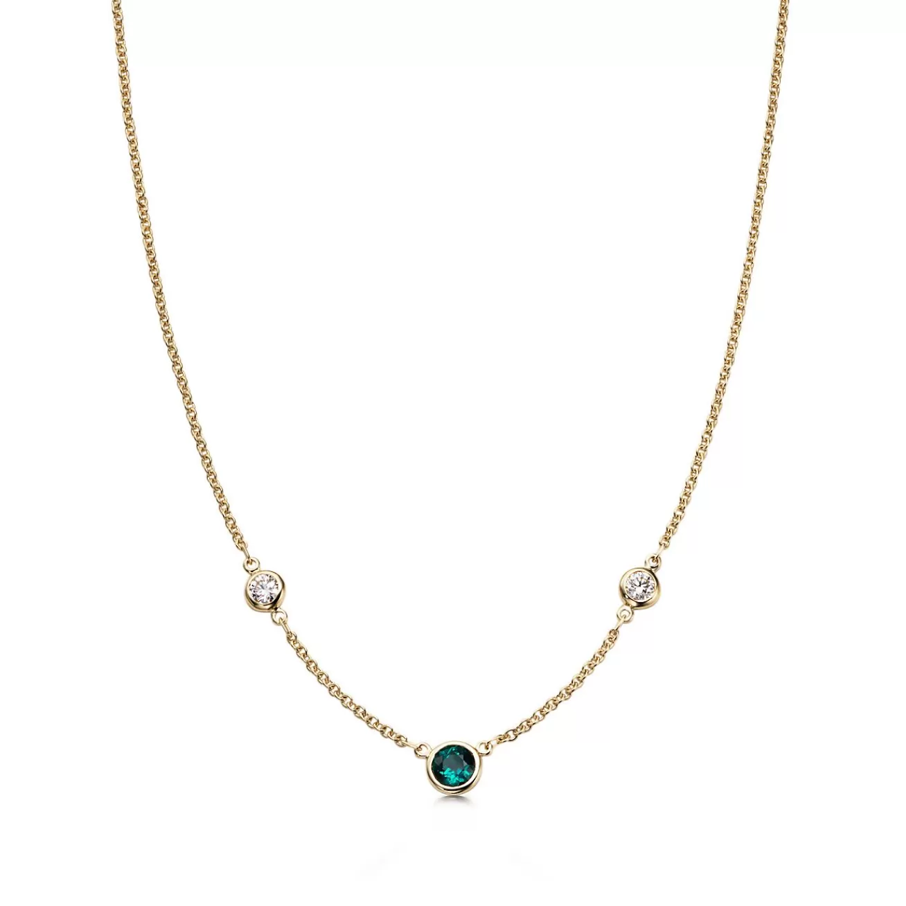 Tiffany & Co. Shop Elsa Peretti® 18K Gold, Diamond and Emerald Necklace | ^ Necklaces & Pendants | Gold Jewelry