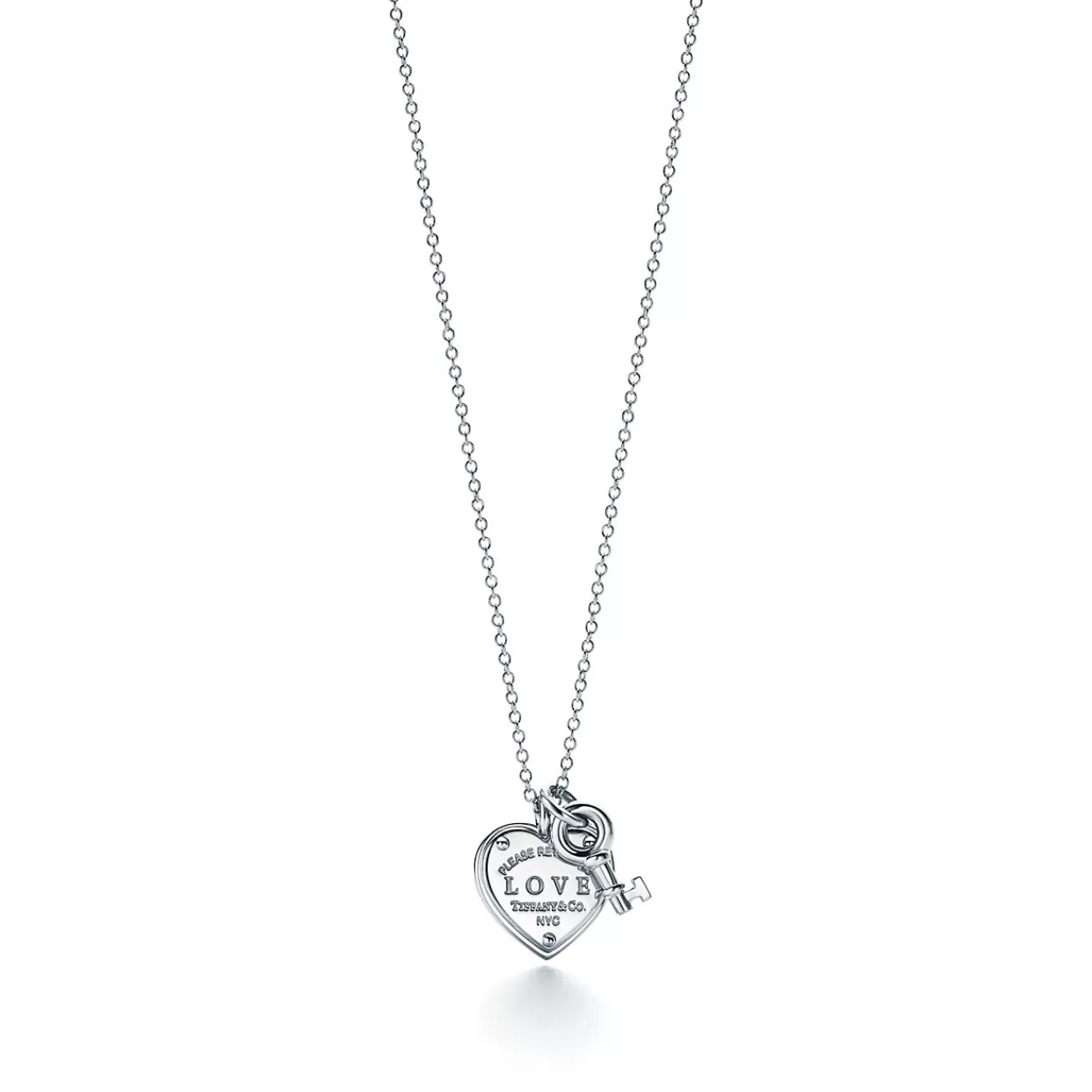 Tiffany & Co. Sterling Silver Love Heart Tag and Key Pendant | ^ Necklaces & Pendants | Sterling Silver Jewelry