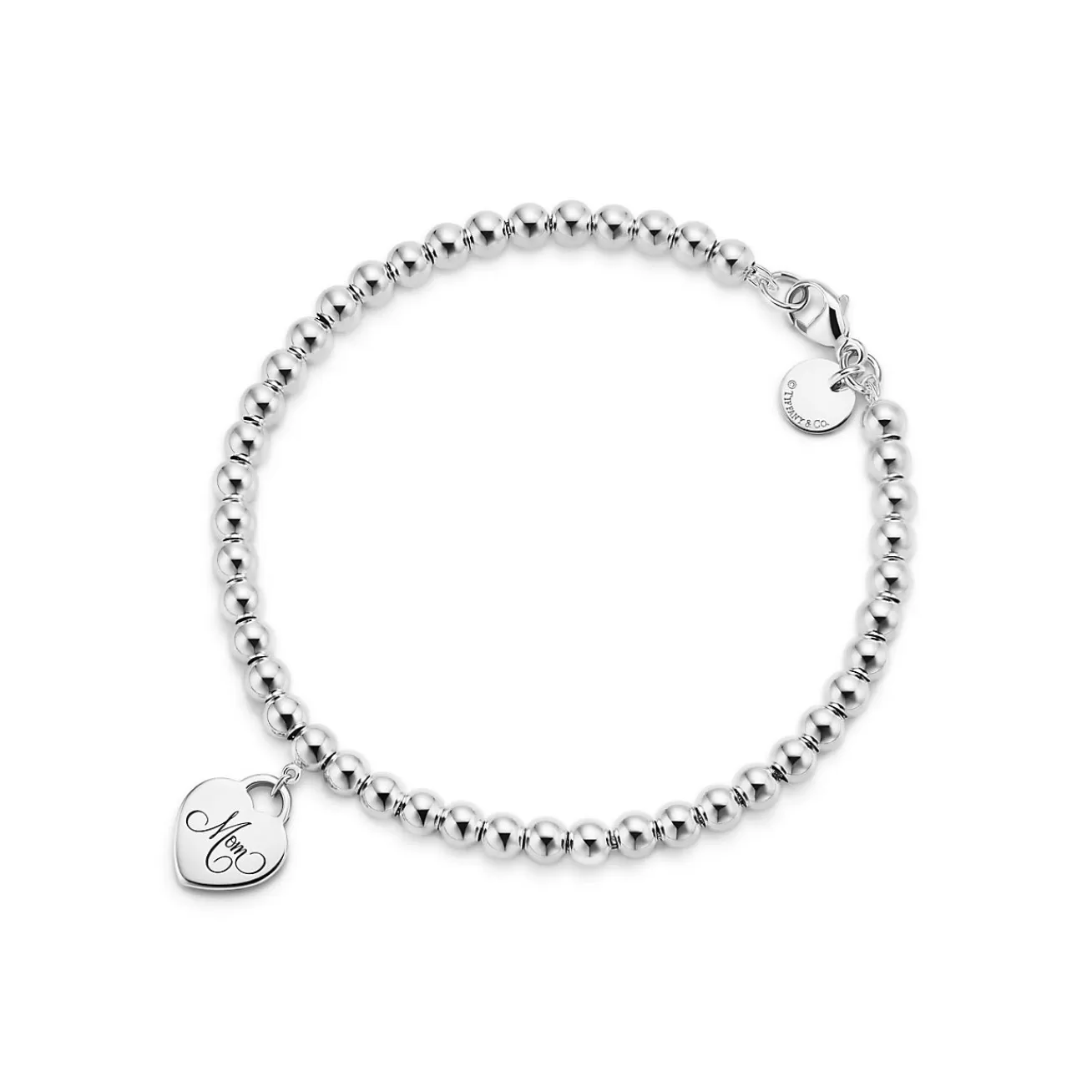Tiffany & Co. Sterling Silver Mom Heart Tag Bead Bracelet | ^ Bracelets | Sterling Silver Jewelry