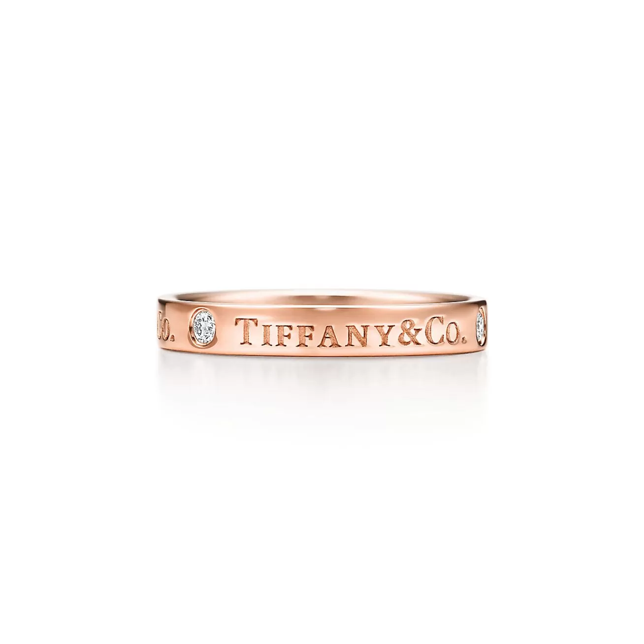 Tiffany & Co. T&CO.® band ring in 18k rose gold with diamonds, 3 mm wide. | ^Women Rings | Rose Gold Jewelry