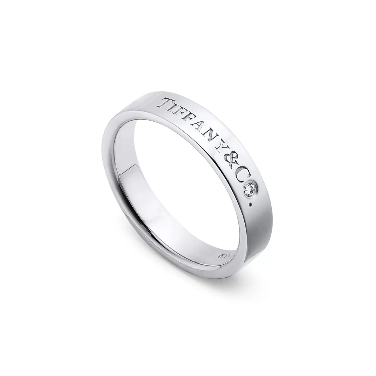 Tiffany & Co. T&CO.® Band Ring in Platinum with a Diamond | ^ Rings | Platinum Jewelry
