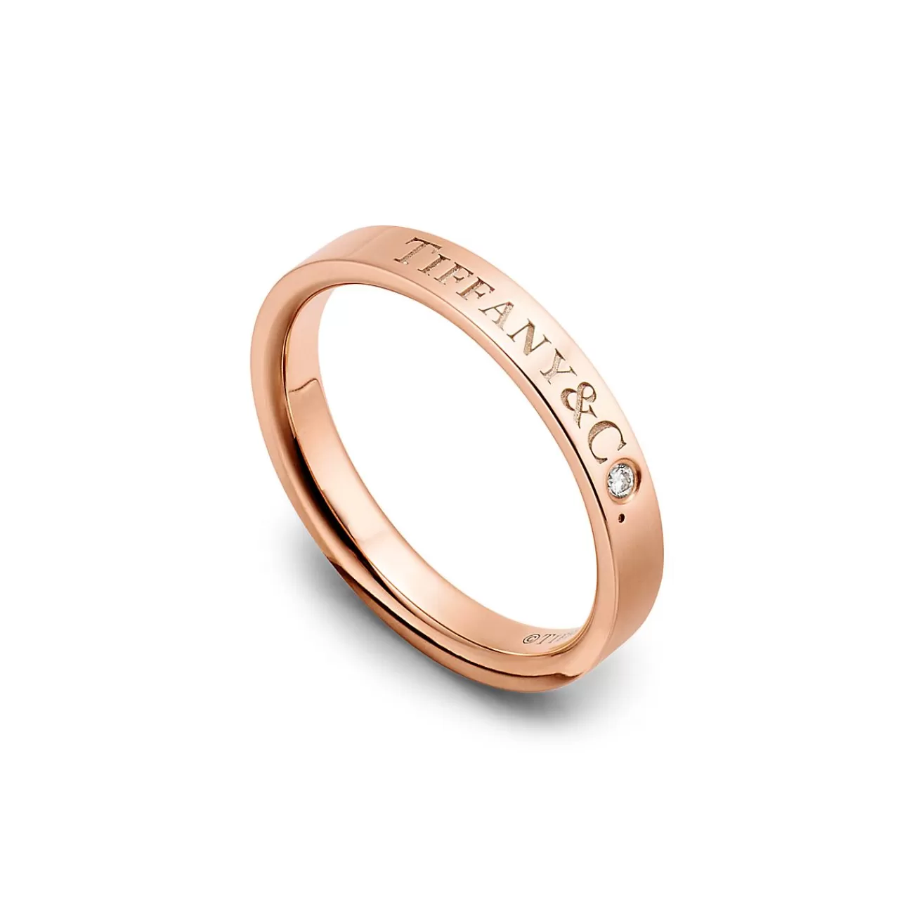 Tiffany & Co. T&CO.® Band Ring in Rose Gold with a Diamond | ^ Rings | Rose Gold Jewelry