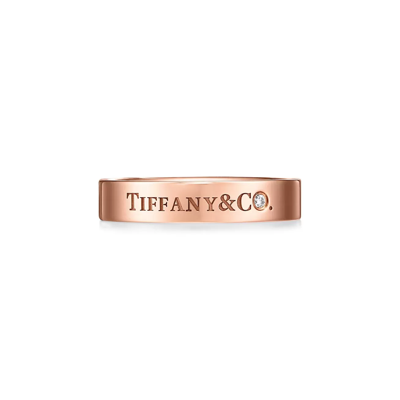 Tiffany & Co. T&CO.® Band Ring in Rose Gold with a Diamond | ^ Rings | Rose Gold Jewelry