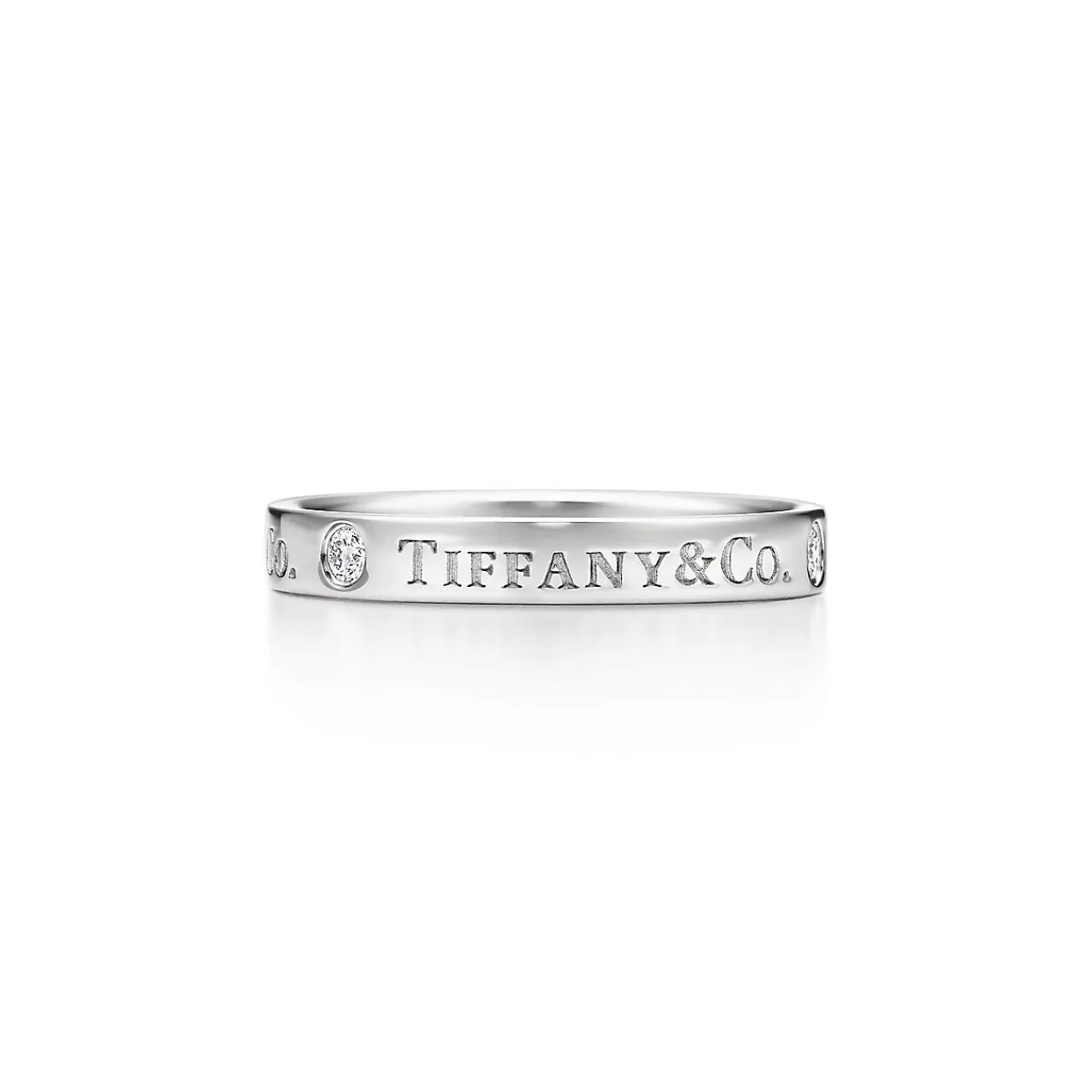 Tiffany & Co. T&CO.® band ring with diamonds in platinum, 3mm wide. | ^Women Rings | Platinum Jewelry