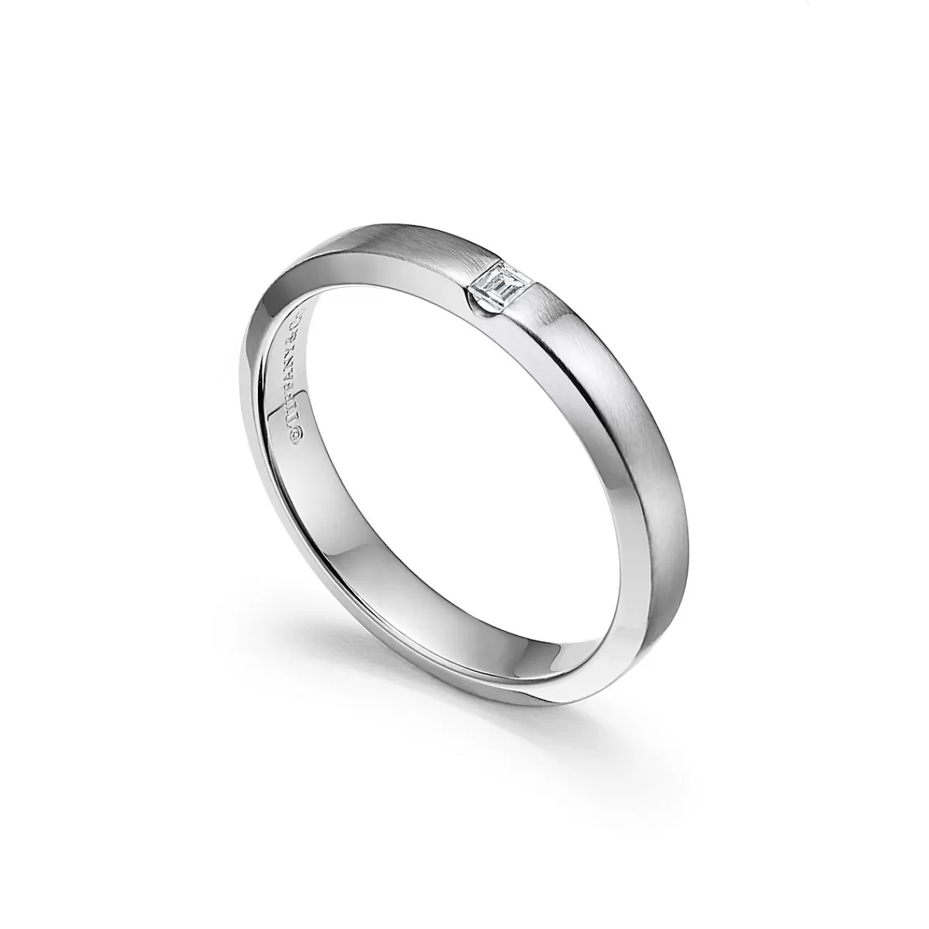 Tiffany & Co. The Charles Tiffany Setting Satin Finish Ring in Platinum with a Diamond, 3 mm | ^Women Rings | Men's Jewelry