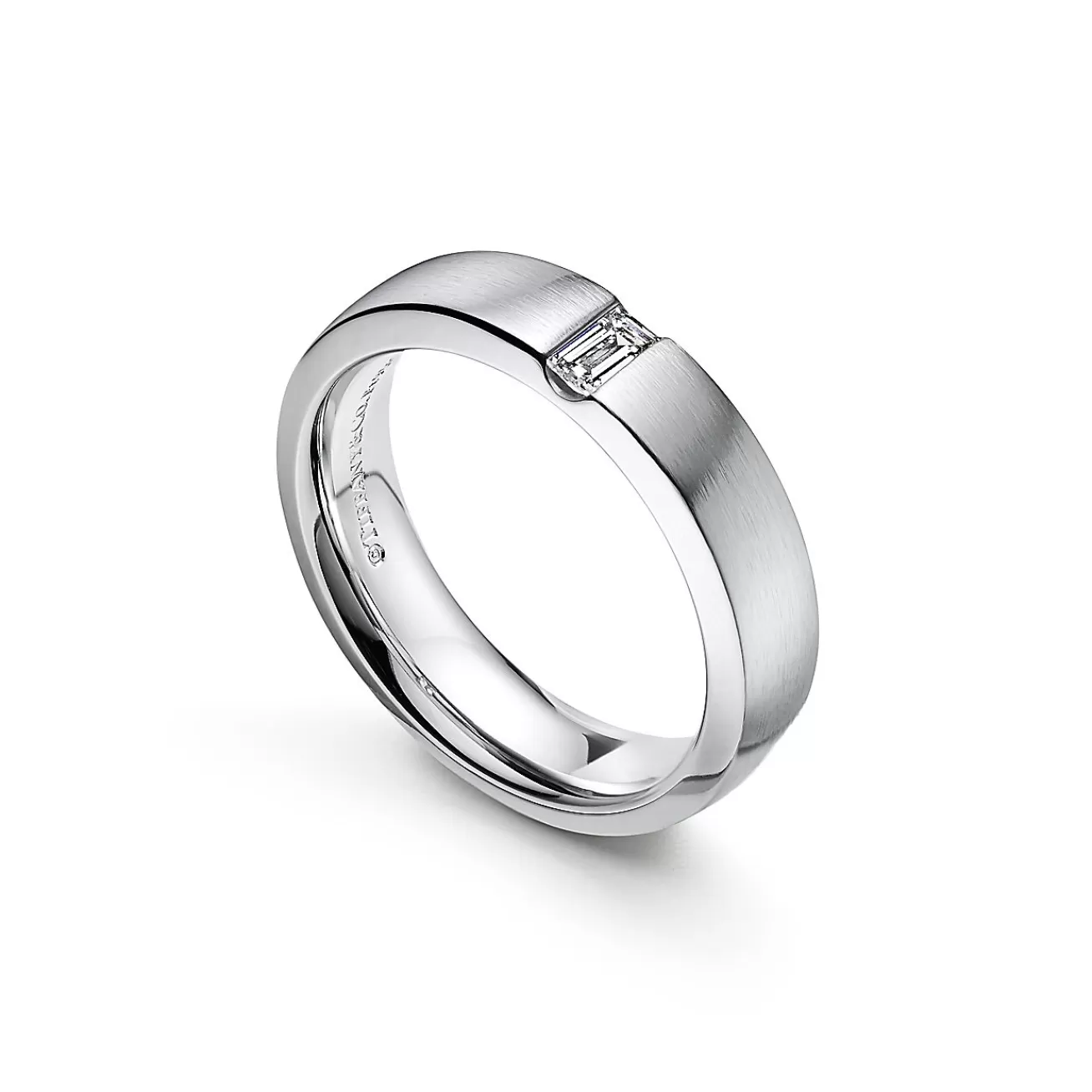 Tiffany & Co. The Charles Tiffany Setting Satin Finish Ring in Platinum with a Diamond, 5 mm | ^ Rings | Platinum Jewelry