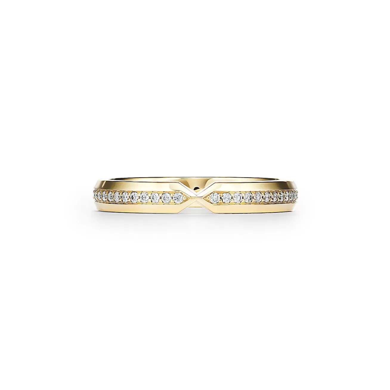 Tiffany & Co. The Tiffany® Setting nesting narrow band ring in 18k gold with diamonds. | ^ Rings | Gold Jewelry