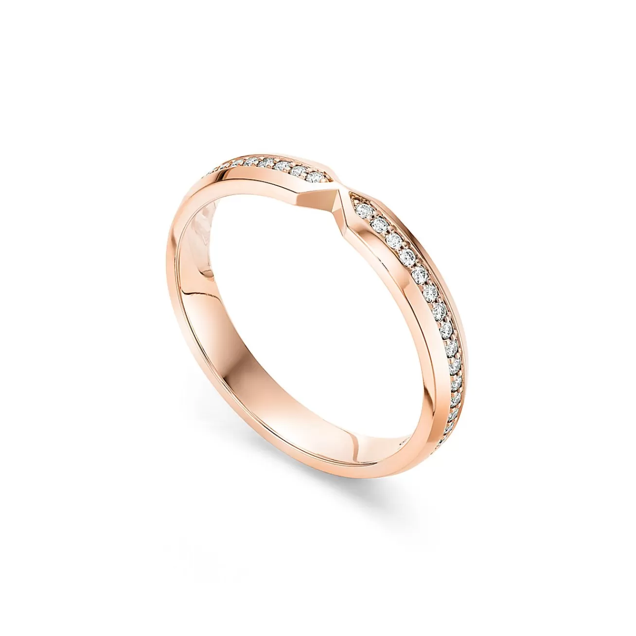Tiffany & Co. The Tiffany® Setting nesting narrow band ring in 18k rose gold with diamonds. | ^Women Rings | Stacking Rings