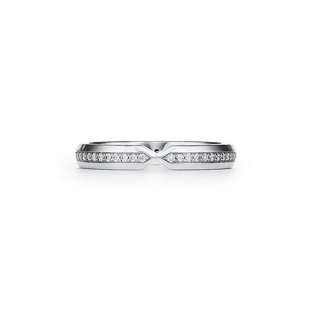 Tiffany & Co. The Tiffany® Setting nesting narrow band ring in platinum with diamonds. | ^Women Rings | Stacking Rings