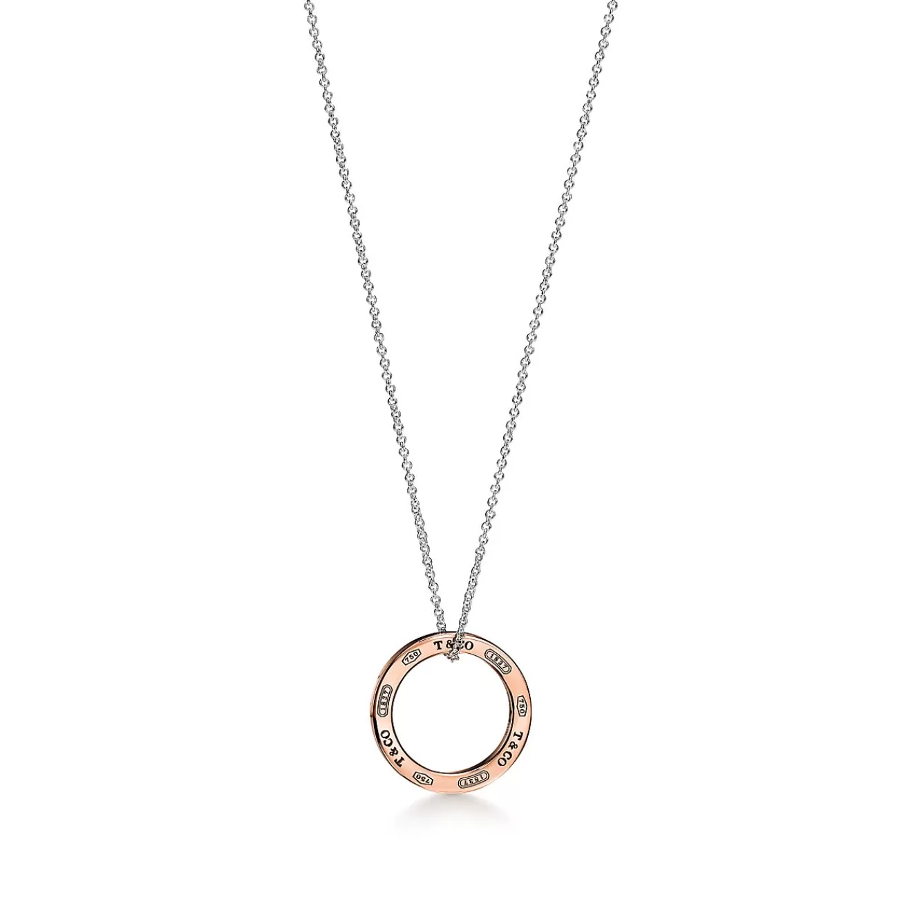 Tiffany & Co. Tiffany 1837® Circle Pendant in Sterling Silver and Rose Gold | ^ Necklaces & Pendants | New Jewelry