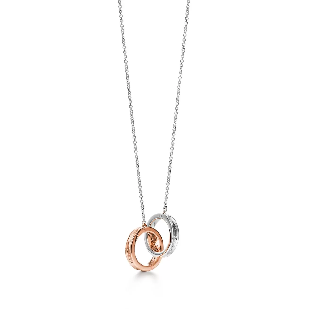 Tiffany & Co. Tiffany 1837® interlocking circles pendant in sterling silver and 18k rose gold. | ^ Necklaces & Pendants | Gifts for Her