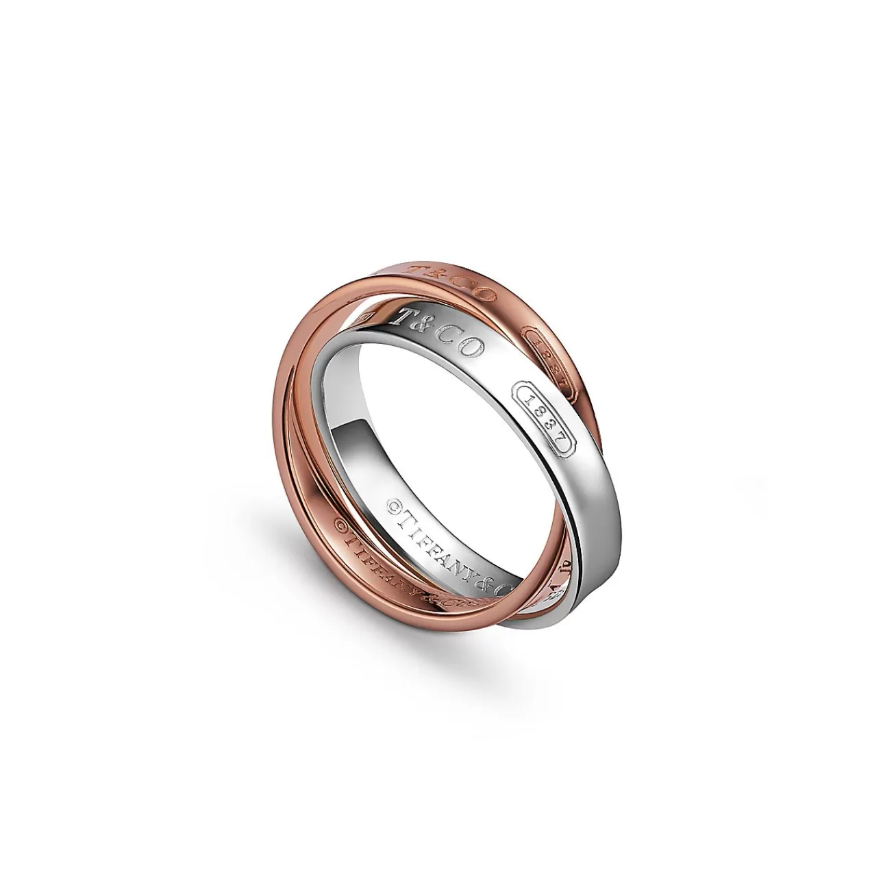Tiffany & Co. Tiffany 1837® Interlocking Circles Ring in Rose Gold and Sterling Silver | ^ Rings | New Jewelry
