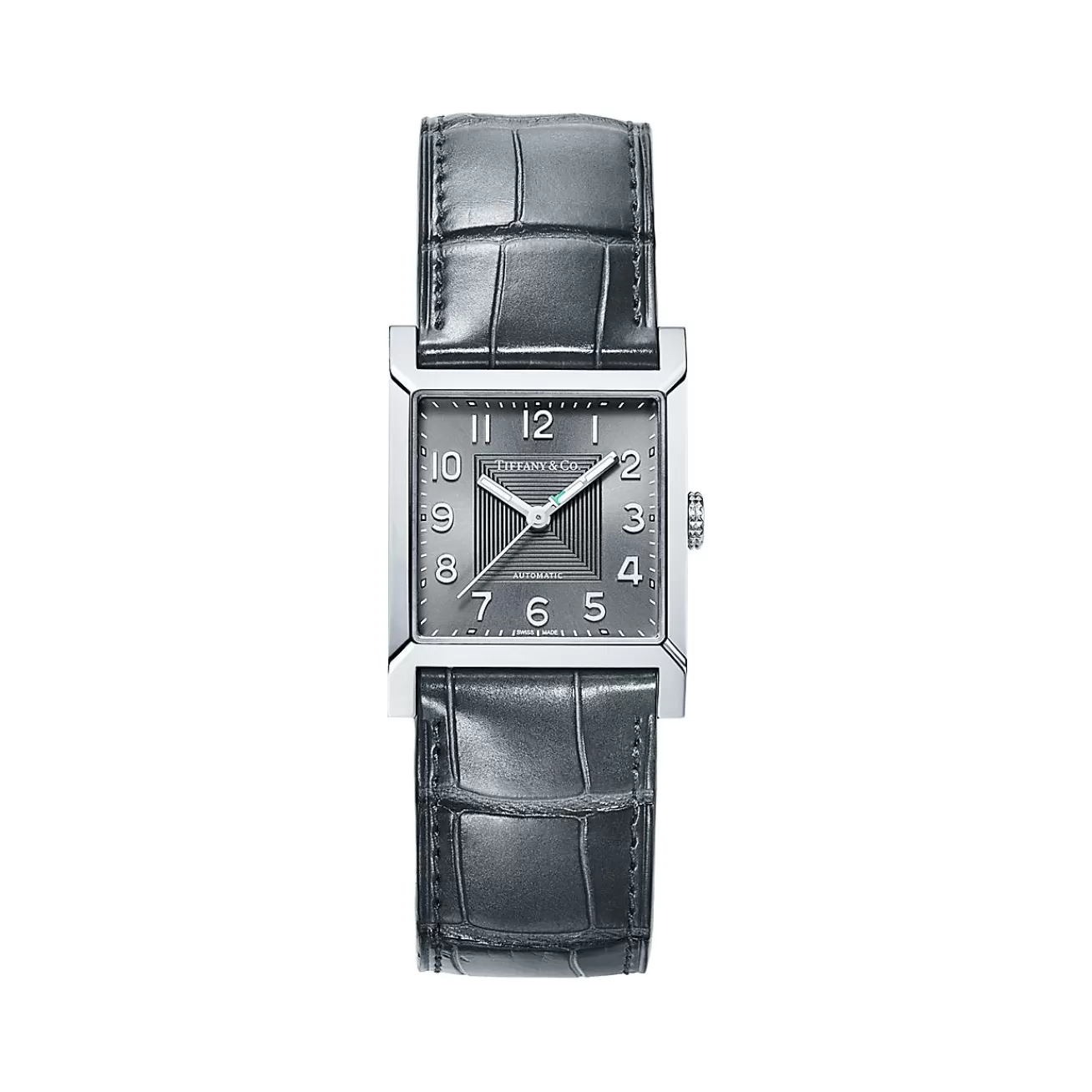 Tiffany & Co. Tiffany 1837 Makers 27 mm square watch in stainless steel. | ^ Fine Watches | Anniversary Gifts
