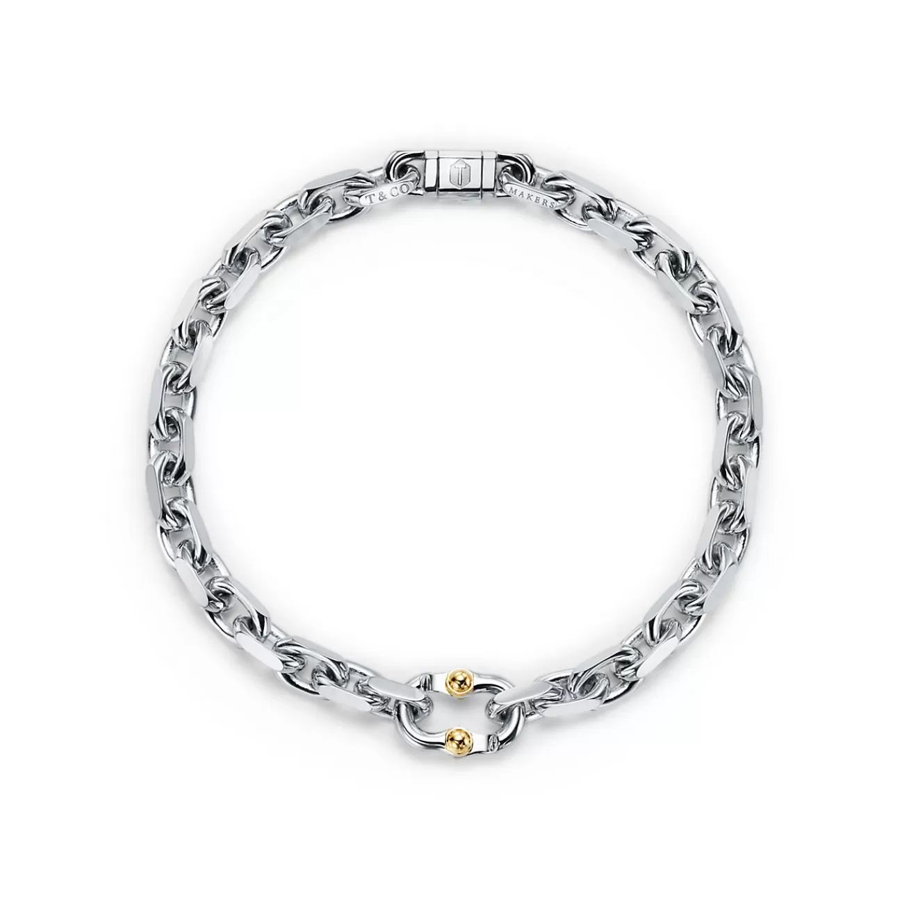 Tiffany & Co. Tiffany 1837® Makers narrow chain bracelet in sterling silver and gold, medium. | ^ Bracelets | Men's Jewelry