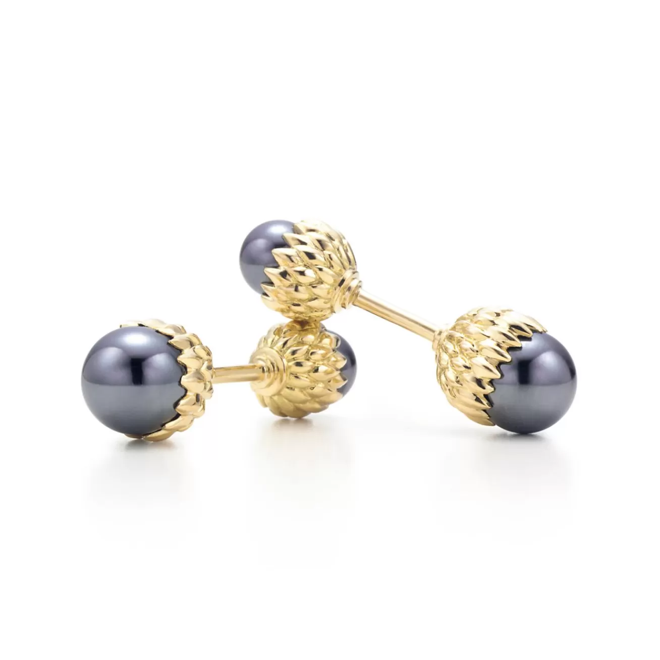 Tiffany & Co. Schlumberger® Acorn cuff links in 18k gold with hematite. | ^ Jean Schlumberger by Tiffany