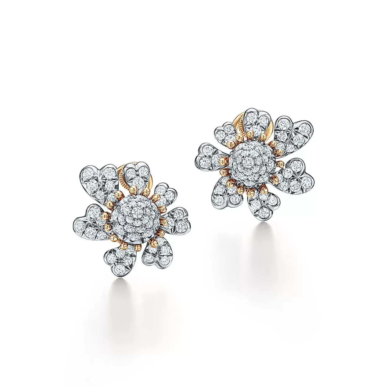 Tiffany & Co. Schlumberger® Cones with Petals Ear Clips in Platinum and Gold | ^ Earrings | Gold Jewelry