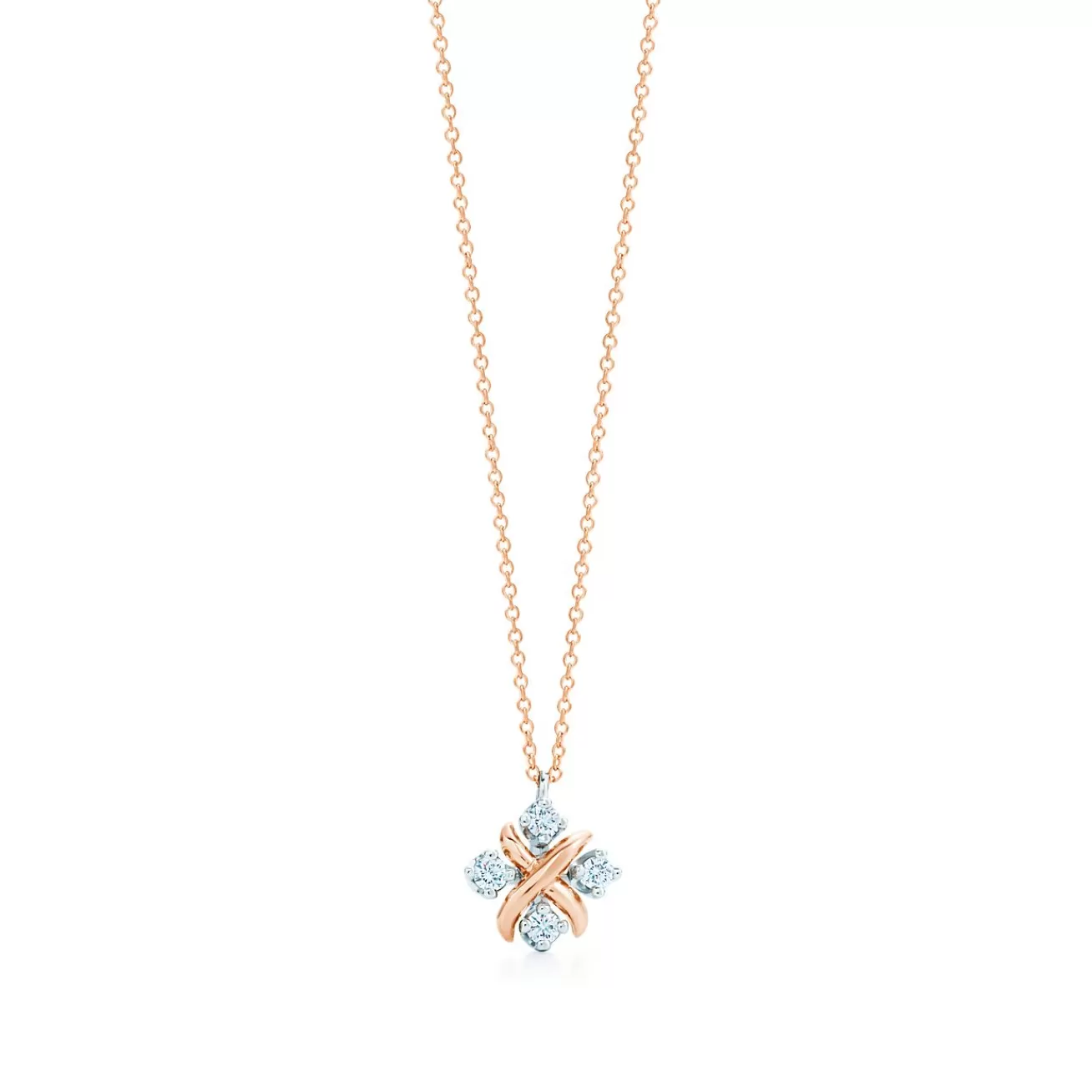 Tiffany & Co. Schlumberger® Lynn pendant in rose gold with diamonds in platinum. | ^ Necklaces & Pendants | Rose Gold Jewelry
