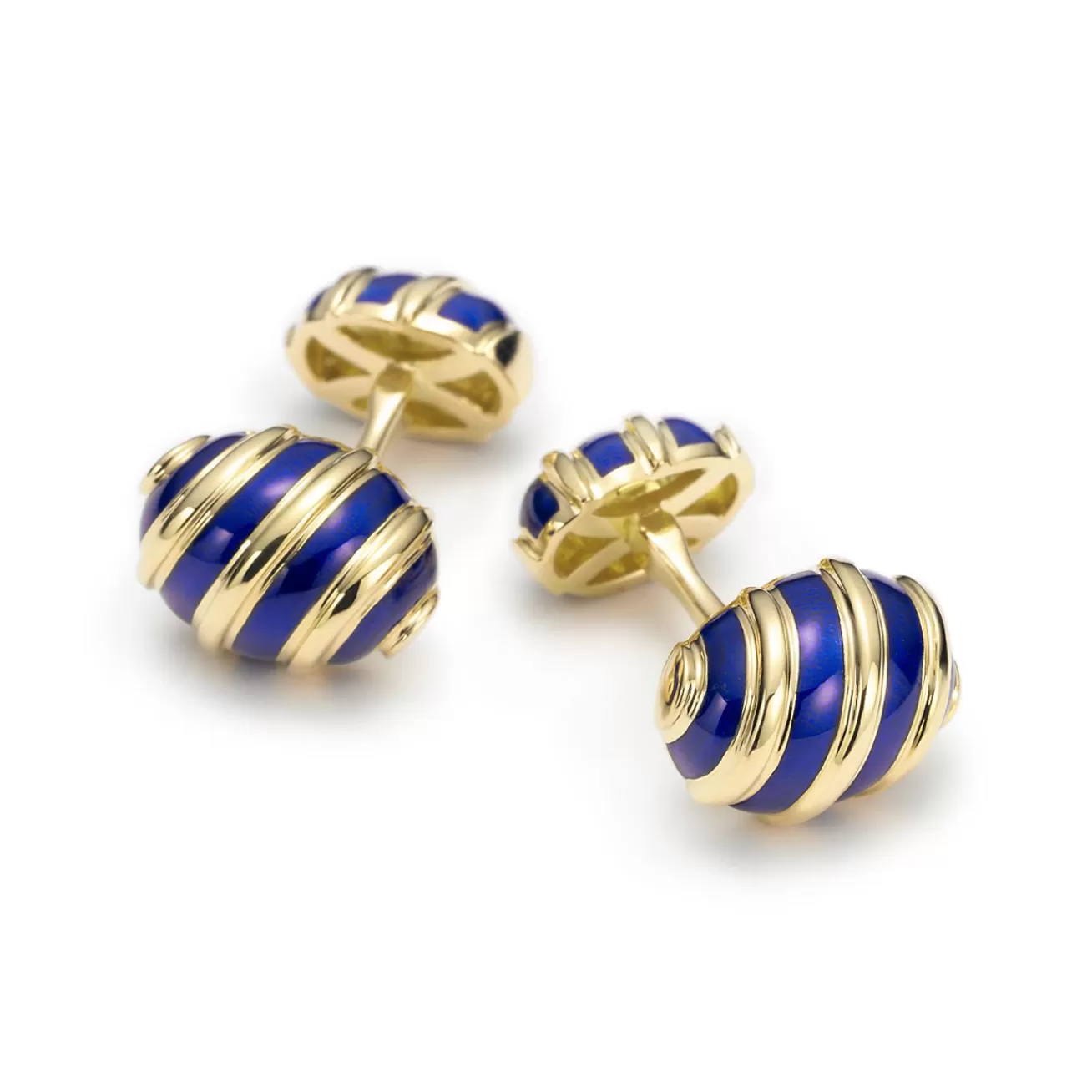 Tiffany & Co. Schlumberger® Olive cuff links in 18k gold with blue enamel. | ^ Jean Schlumberger by Tiffany | Him