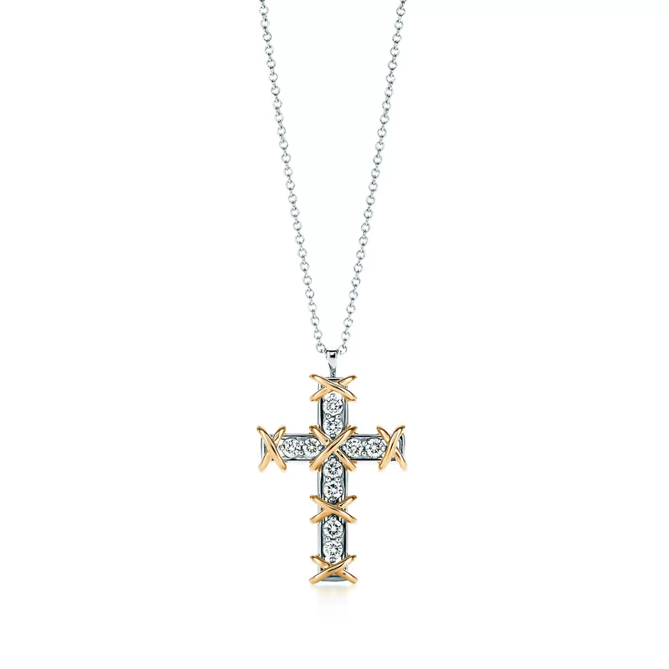 Tiffany & Co. Schlumberger® Ten Stone cross pendant with diamonds. | ^ Necklaces & Pendants | Gold Jewelry