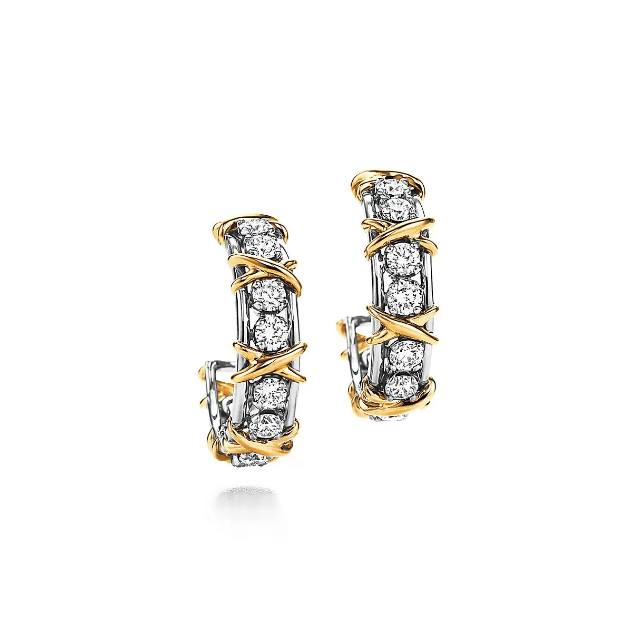 Tiffany & Co. Schlumberger® Twenty Stone hoop earrings in gold with diamonds. | ^ Earrings | Hoop Earrings