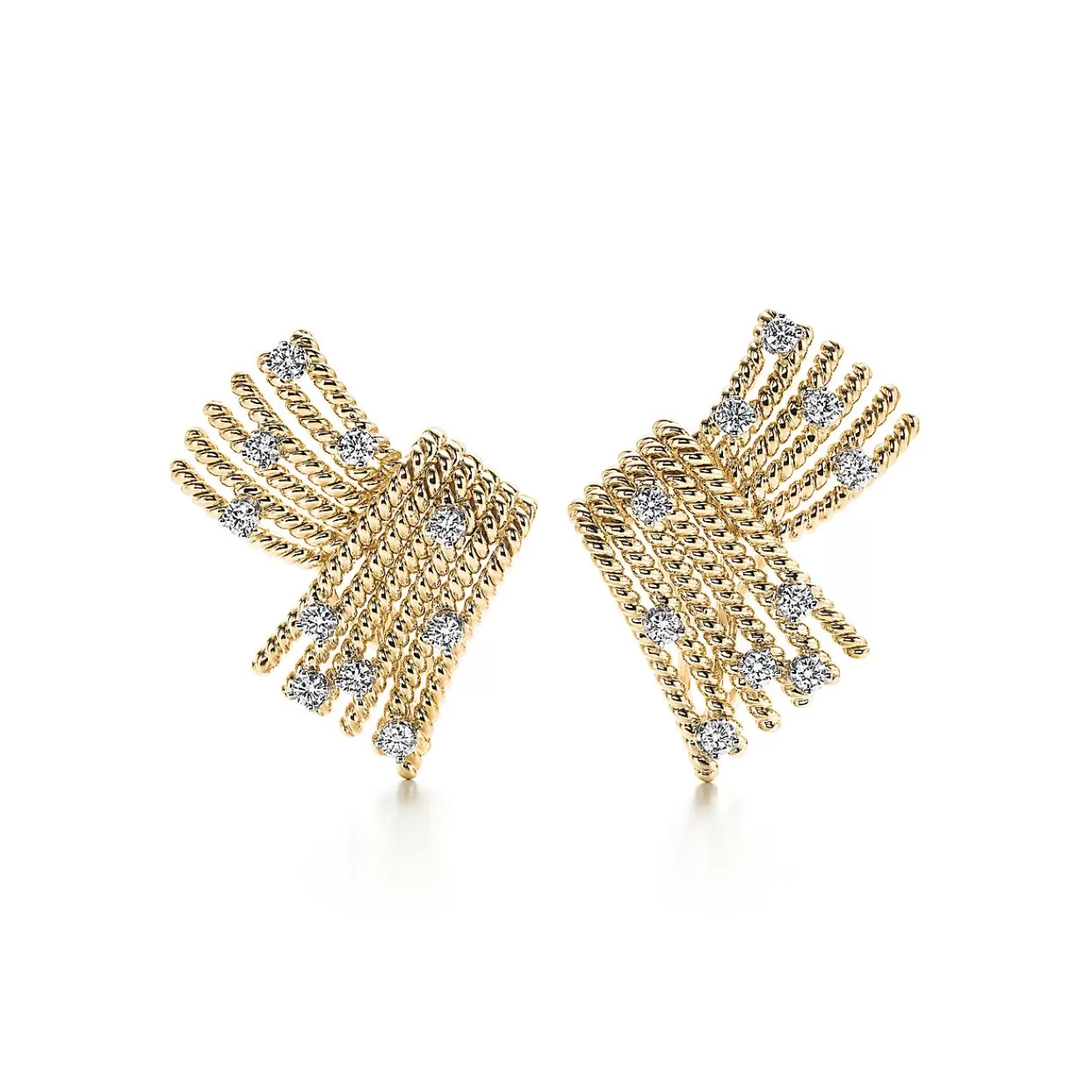 Tiffany & Co. Schlumberger® V-Rope ear clips with diamonds. | ^ Earrings | Gold Jewelry