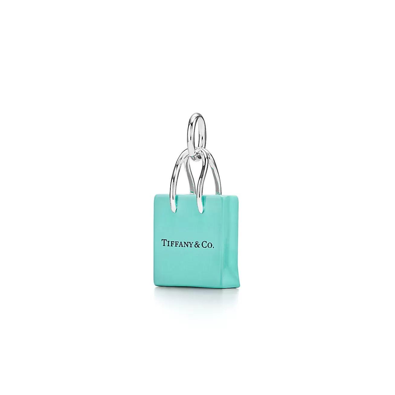 Tiffany & Co. ® shopping bag charm in sterling silver with enamel finish. | ^ Sterling Silver Jewelry | Tiffany Blue® Gifts
