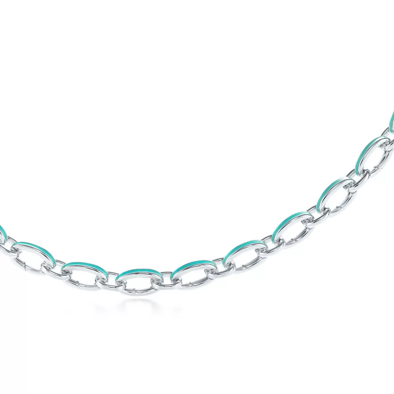 Tiffany & Co. Tiffany Blue® clasping link bracelet in silver with enamel finish, 7.5" long. | ^ Bracelets | Sterling Silver Jewelry