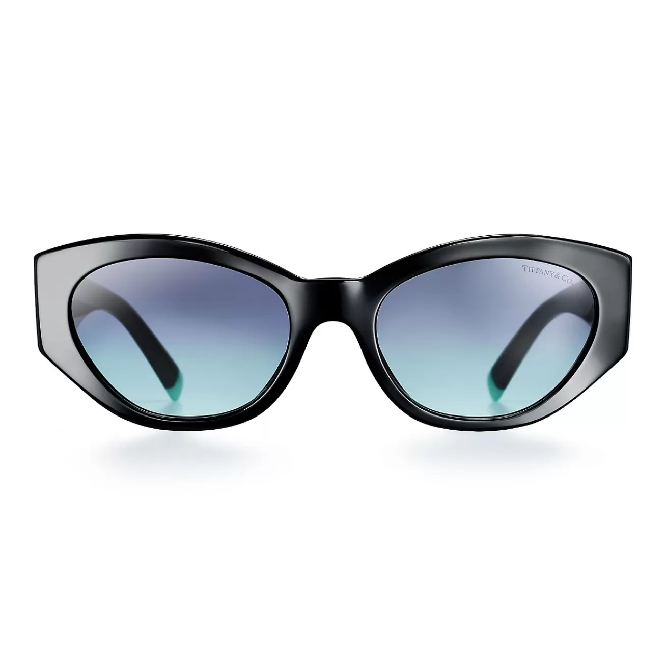 Tiffany & Co. Tiffany Blue® oval sunglasses in black acetate. | ^ Sunglasses