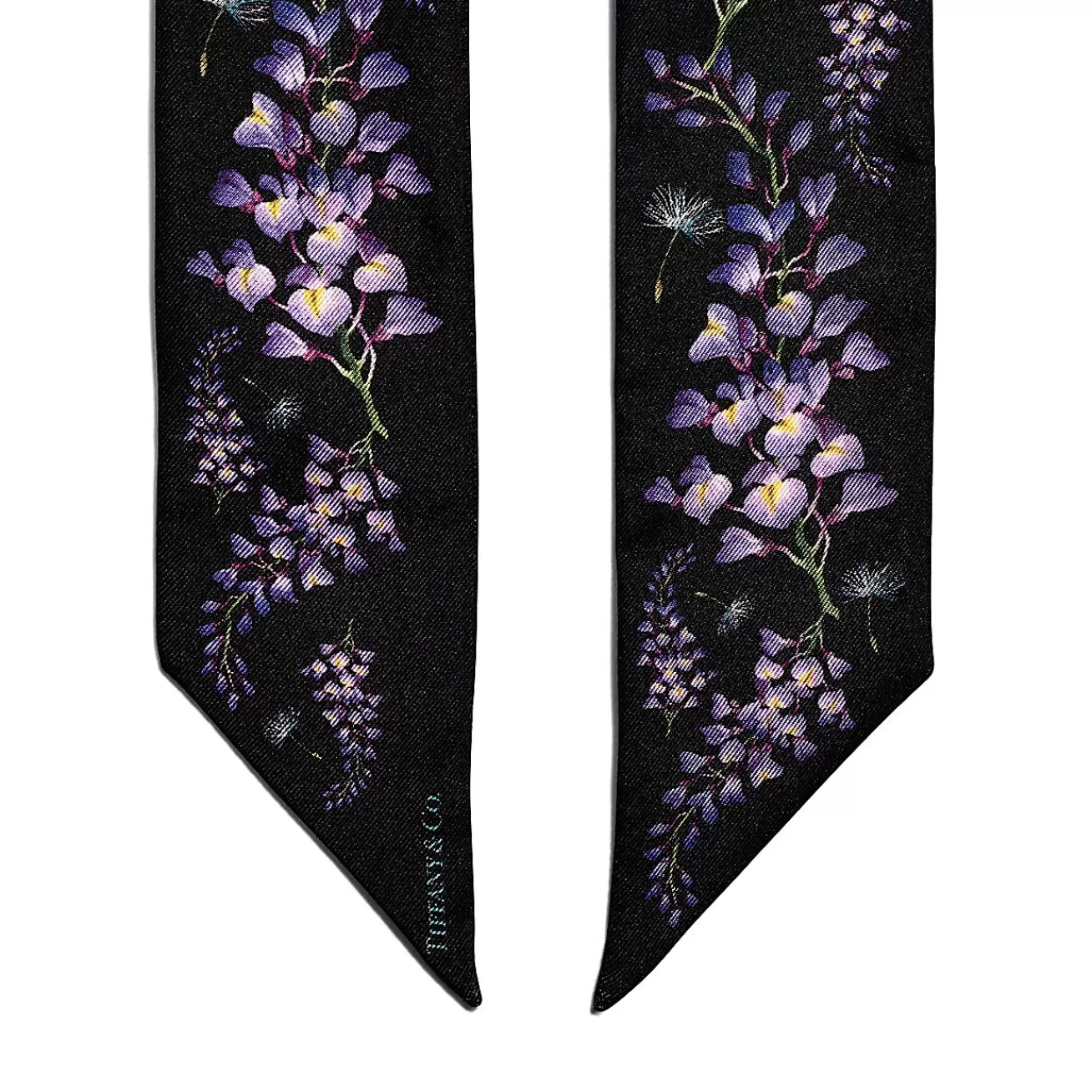 Tiffany & Co. Tiffany Botanica Wisteria Ribbon Scarf in Black Silk | ^Women Scarves & Stoles | Women's Accessories