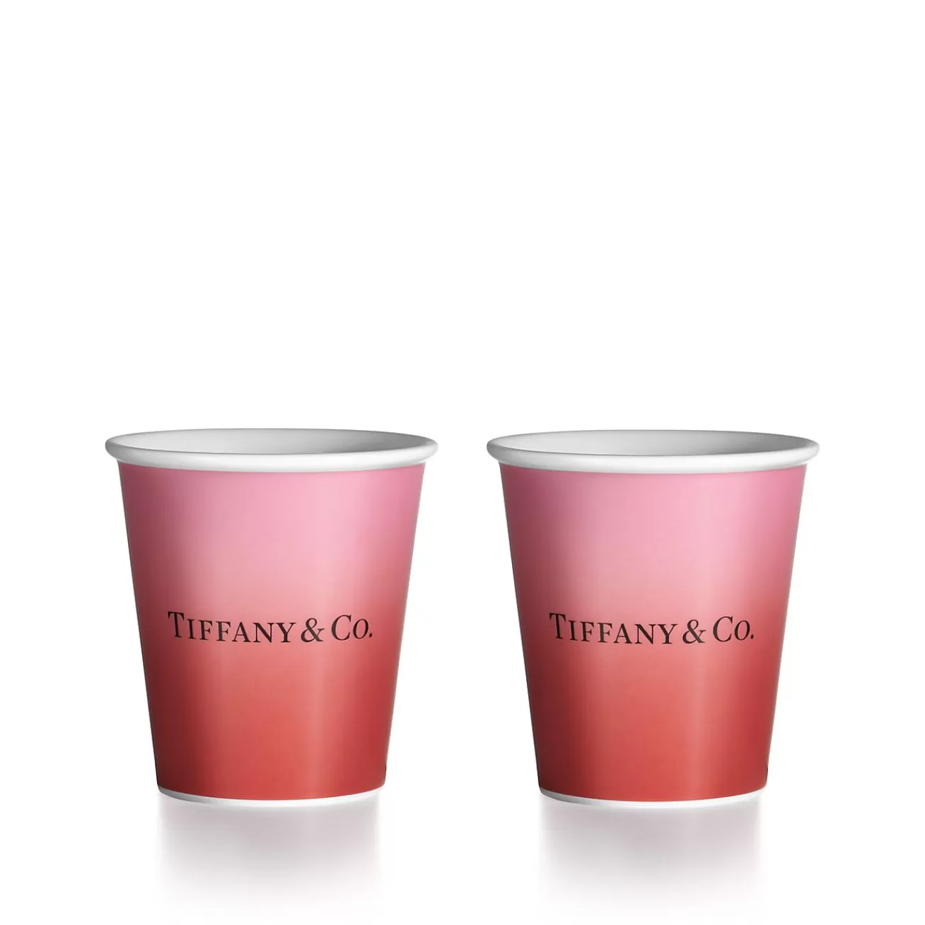 Tiffany & Co. Tiffany Cups Tiffany Coffee Cups in Infinity Ruby Bone China, Set of Two | ^ Tableware | Coffee & Tea