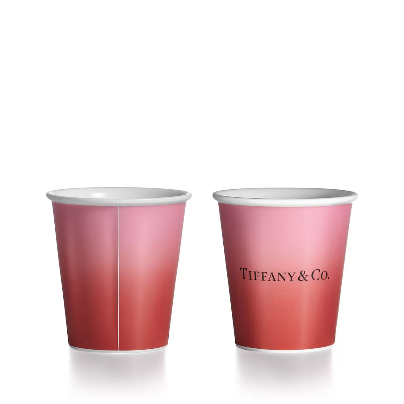 Tiffany & Co. Tiffany Cups Tiffany Coffee Cups in Infinity Ruby Bone China, Set of Two | ^ Tableware | Coffee & Tea