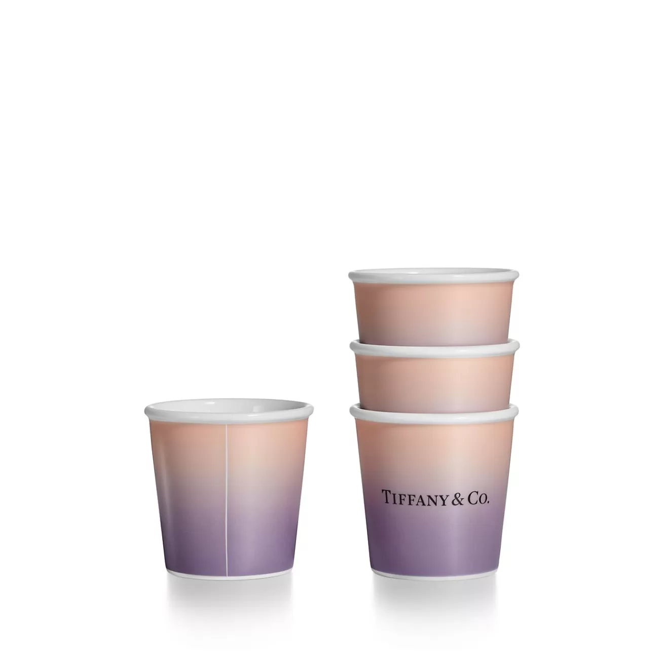 Tiffany & Co. Tiffany Cups Tiffany Espresso Cups in Infinity Morganite Bone China, Set of Four | ^ Tableware | Coffee & Tea