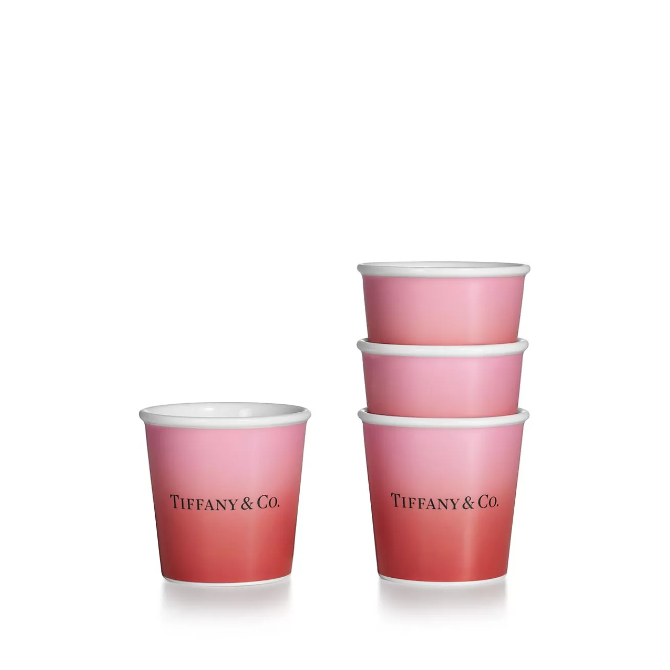 Tiffany & Co. Tiffany Cups Tiffany Espresso Cups in Infinity Ruby Bone China, Set of Four | ^ Tableware | Coffee & Tea
