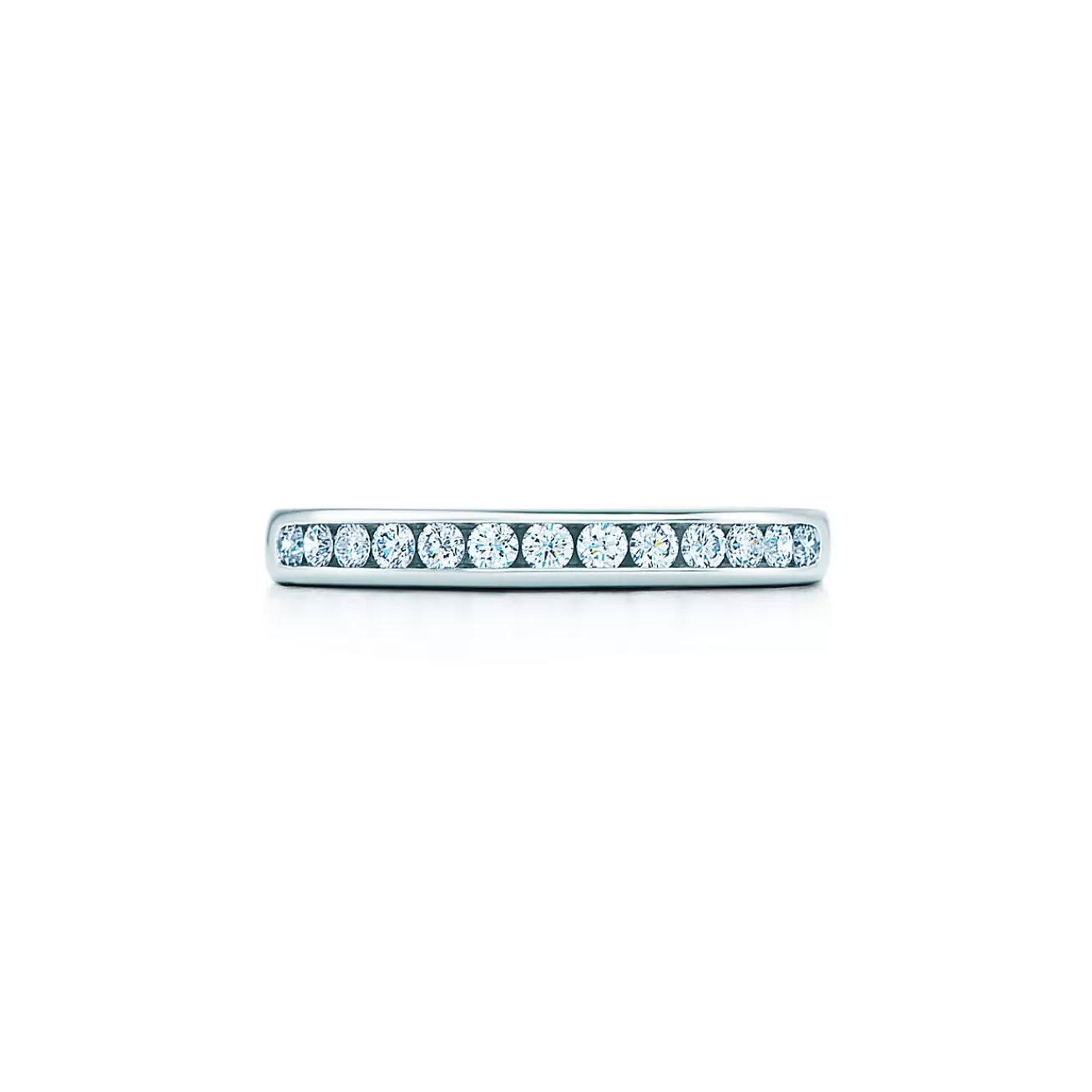 Tiffany & Co. Tiffany® Diamond Wedding Band ring in platinum with a half circle of round brilliant diamonds. | ^Women Rings | Platinum Jewelry