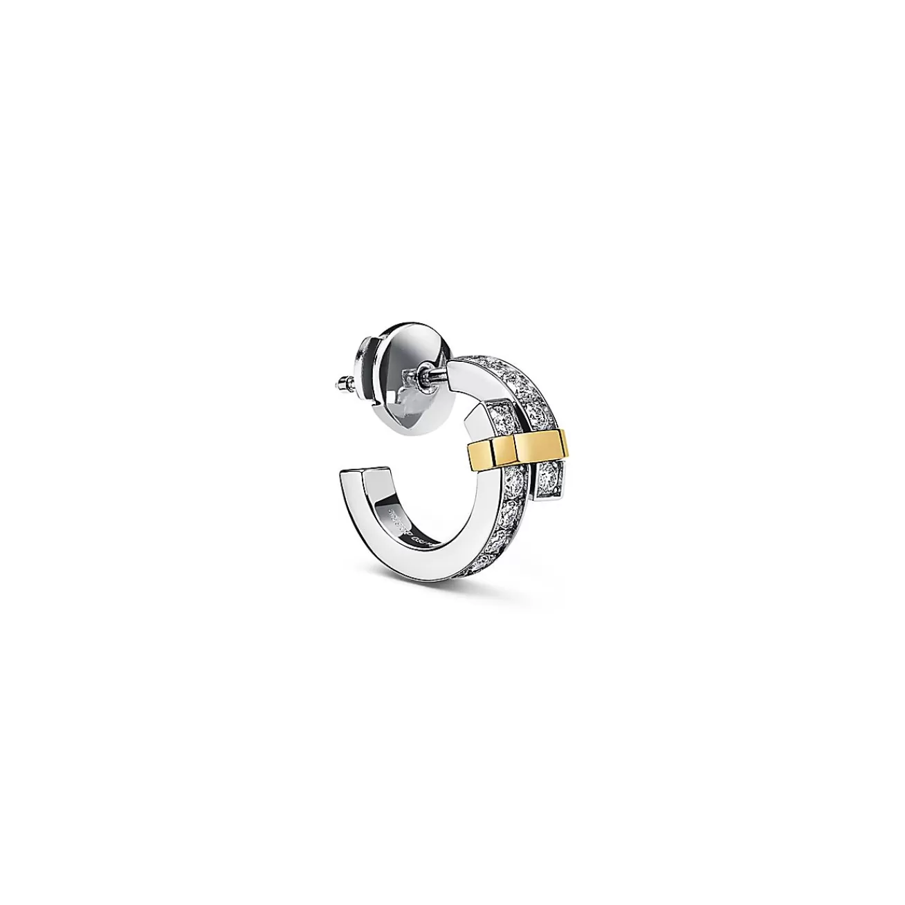 Tiffany & Co. Tiffany Edge Hoop Earrings in Platinum and Yellow Gold with Diamonds | ^ Earrings | Hoop Earrings
