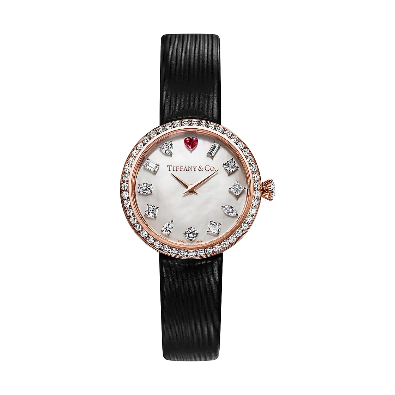 Tiffany & Co. Tiffany Eternity 28 MM Round Watch in Rose Gold with a Rubellite and Diamonds | ^Women Fine Watches | Women’s Watches