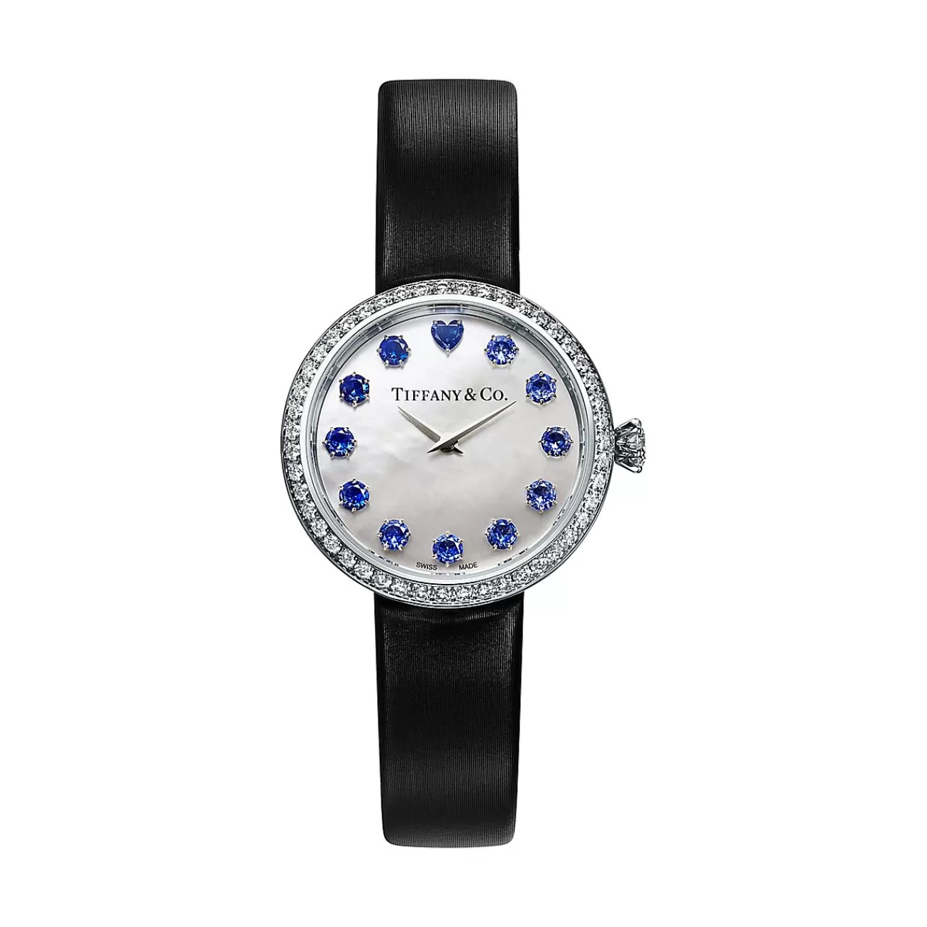 Tiffany & Co. Tiffany Eternity 28 MM Round Watch in White Gold with Sapphires and Diamonds | ^ Fine Watches