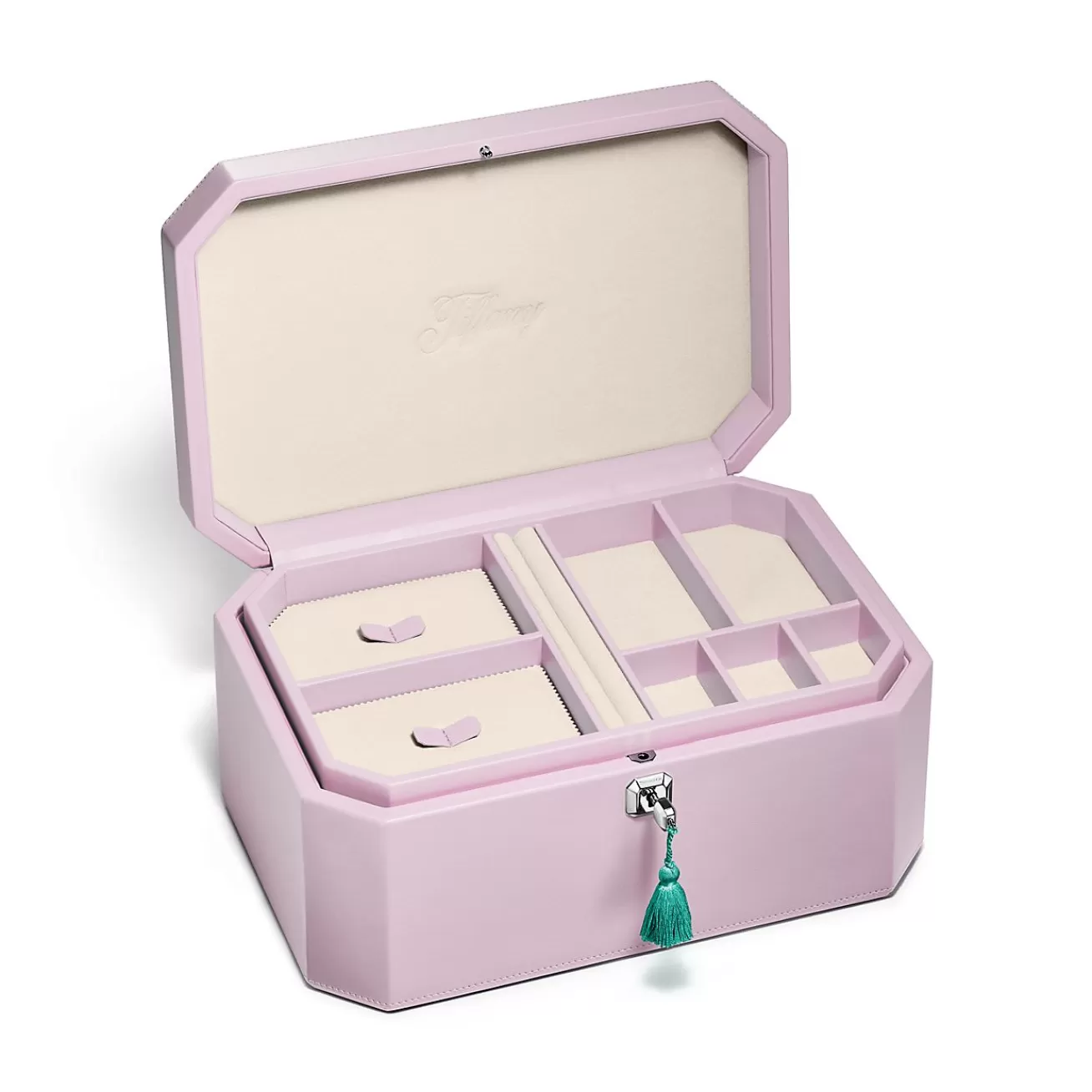 Tiffany & Co. Tiffany Facets Extra Large Jewelry Box in Kunzite-colored Leather | ^ Decor