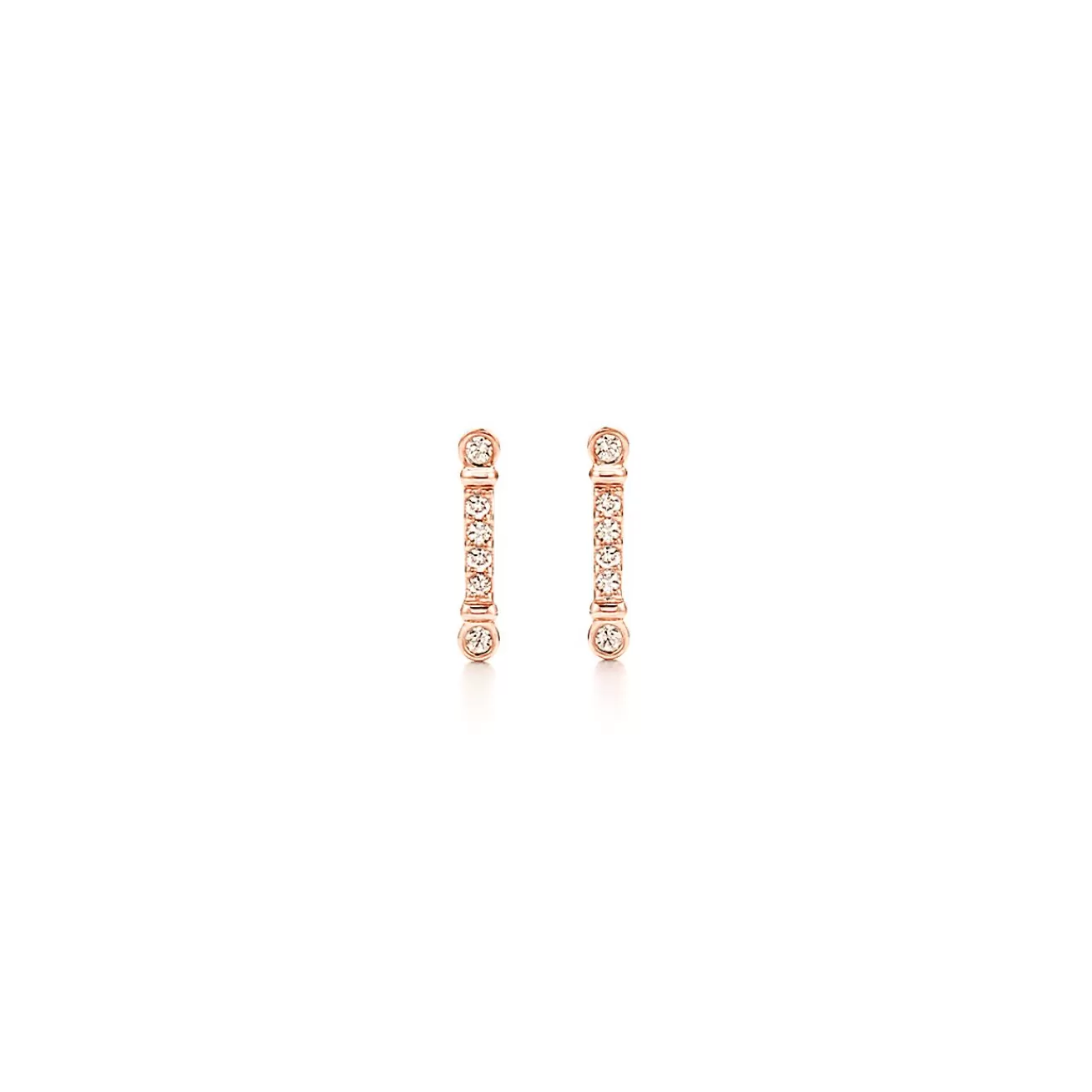 Tiffany & Co. Tiffany Fleur de Lis key bar earrings in 18k rose gold with diamonds. | ^ Earrings | Dainty Jewelry