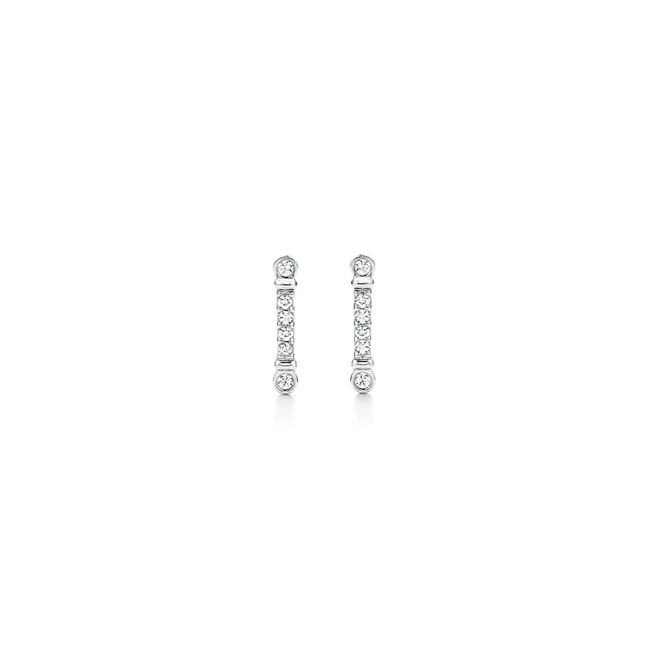 Tiffany & Co. Tiffany Fleur de Lis key bar earrings in platinum with diamonds. | ^ Earrings | Gifts for Her