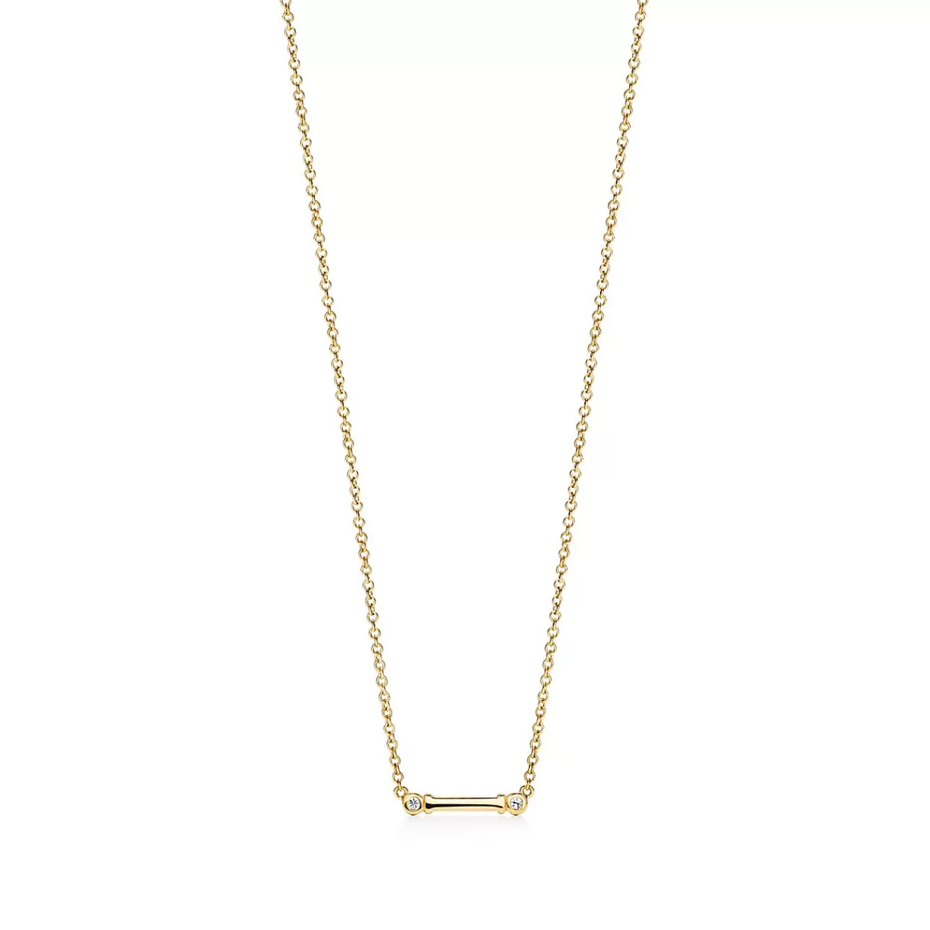 Tiffany & Co. Tiffany Fleur de Lis key bar pendant in 18k gold with diamonds. | ^ Necklaces & Pendants | Gold Jewelry