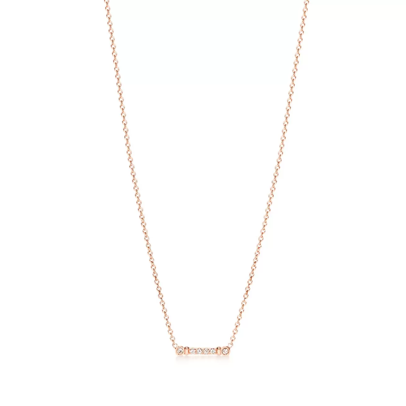 Tiffany & Co. Tiffany Fleur de Lis key bar pendant in 18k rose gold with diamonds. | ^ Necklaces & Pendants | Dainty Jewelry