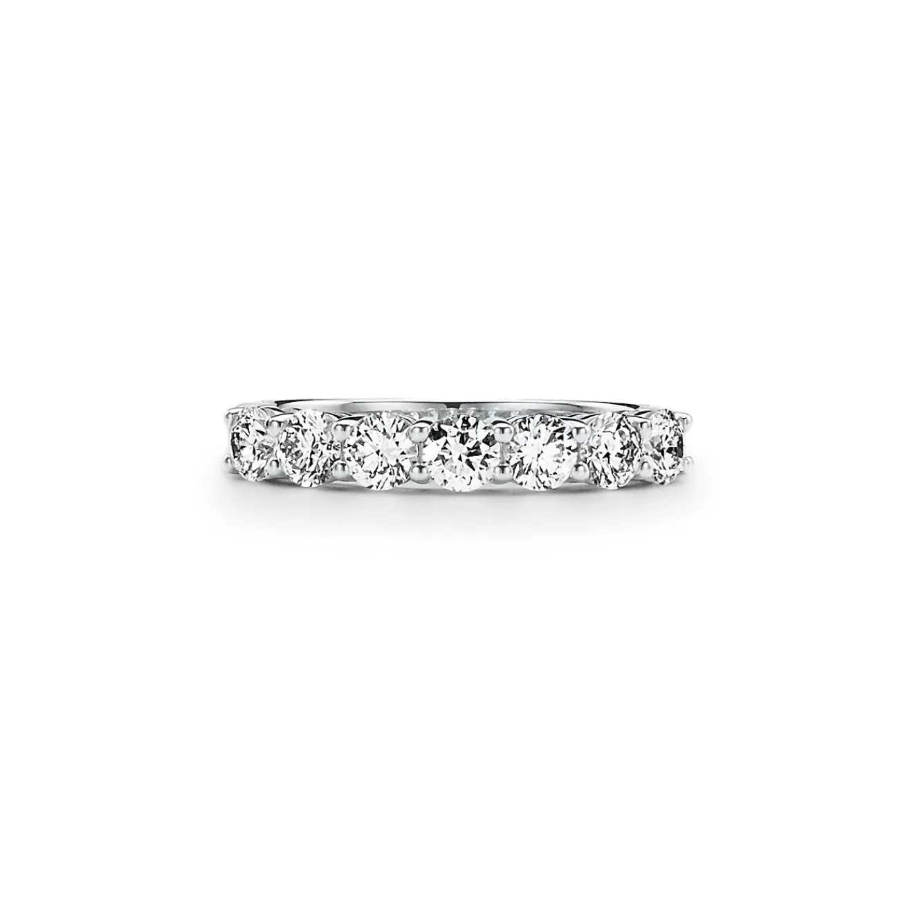 Tiffany & Co. Tiffany Forever Band Ring in Platinum with a Half-circle of Diamonds, 3.5 mm | ^Women Rings | Stacking Rings