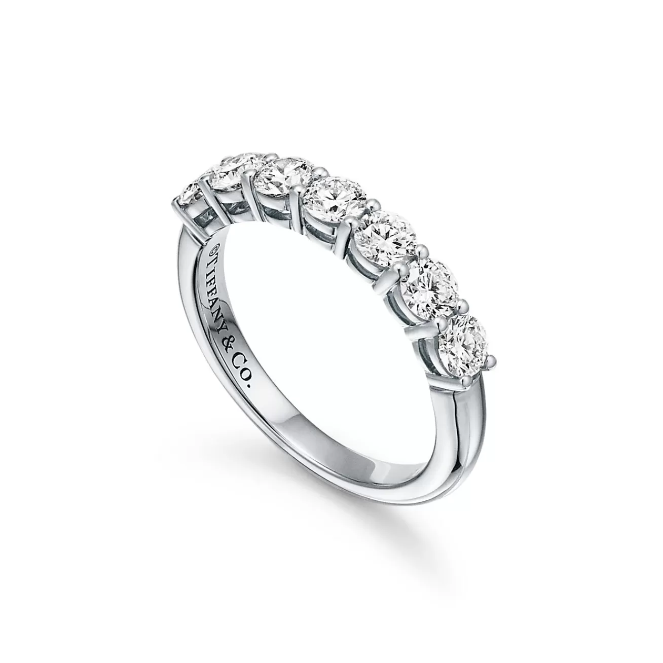 Tiffany & Co. Tiffany Forever Band Ring in Platinum with a Half-circle of Diamonds, 3.5 mm | ^Women Rings | Stacking Rings