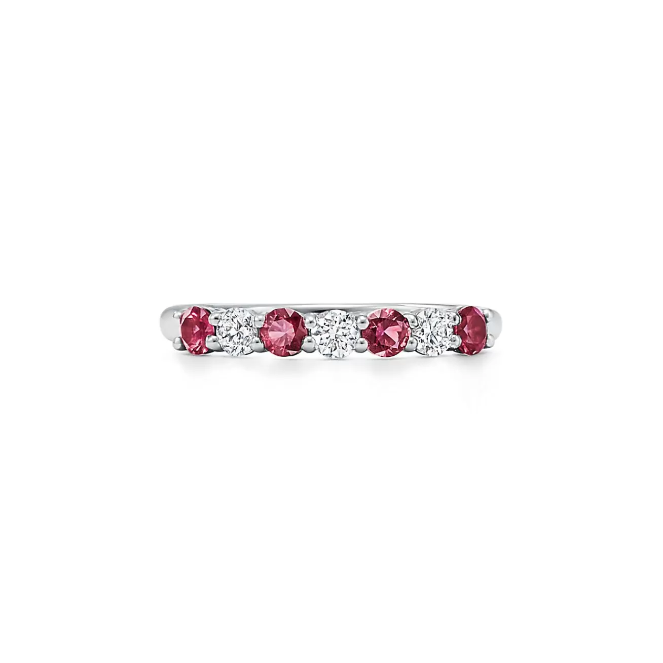 Tiffany & Co. Tiffany Forever Band Ring in Platinum with a Half-circle of Rubies & Diamonds | ^Women Rings | Stacking Rings